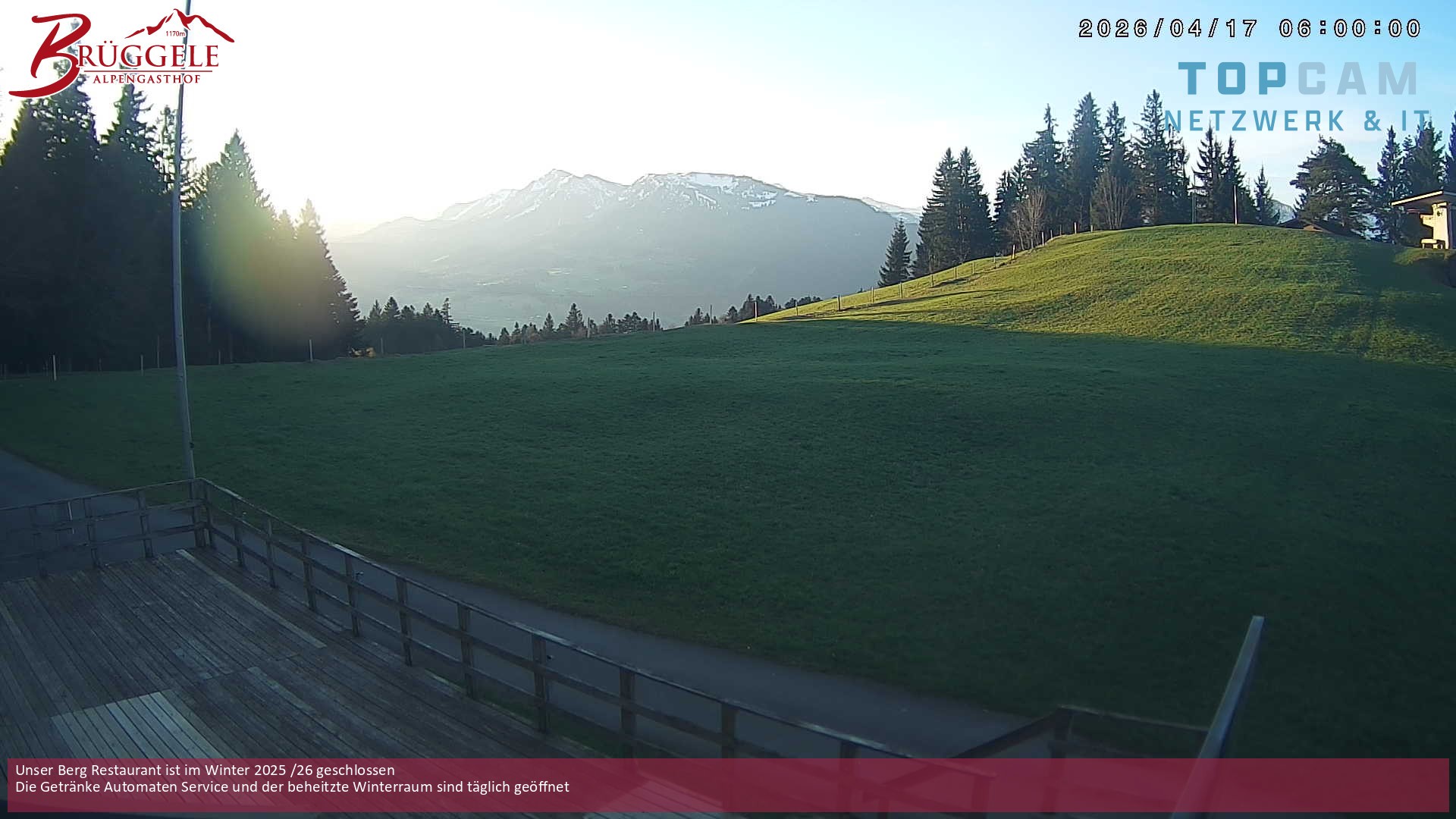Archived image Webcam Alberschwende, mountain restaurant Brueggele