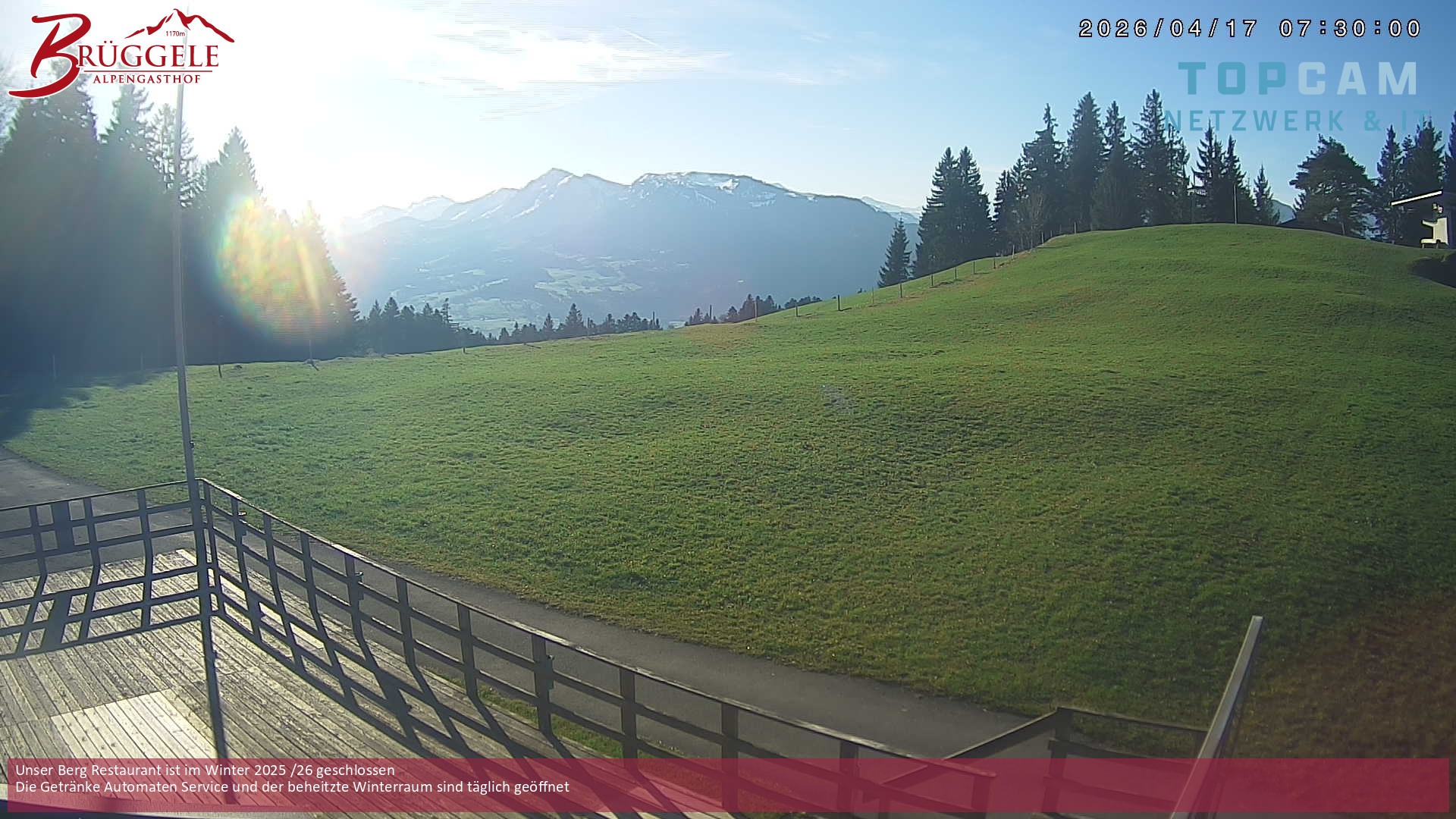 Archived image Webcam Alberschwende, mountain restaurant Brueggele