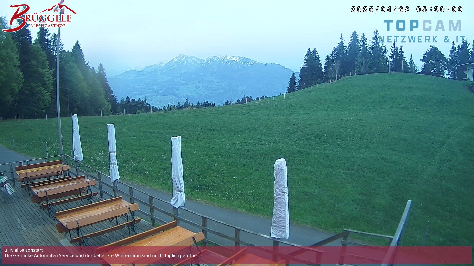 Archived image Webcam Alberschwende, mountain restaurant Brueggele
