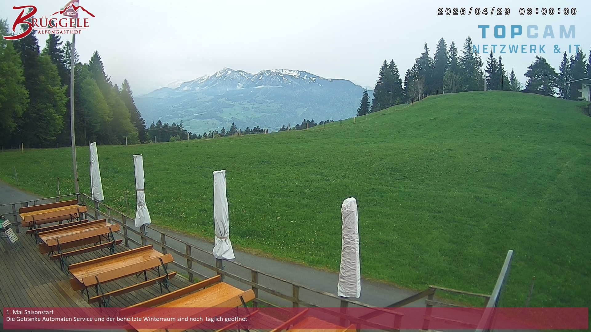Archived image Webcam Alberschwende, mountain restaurant Brueggele