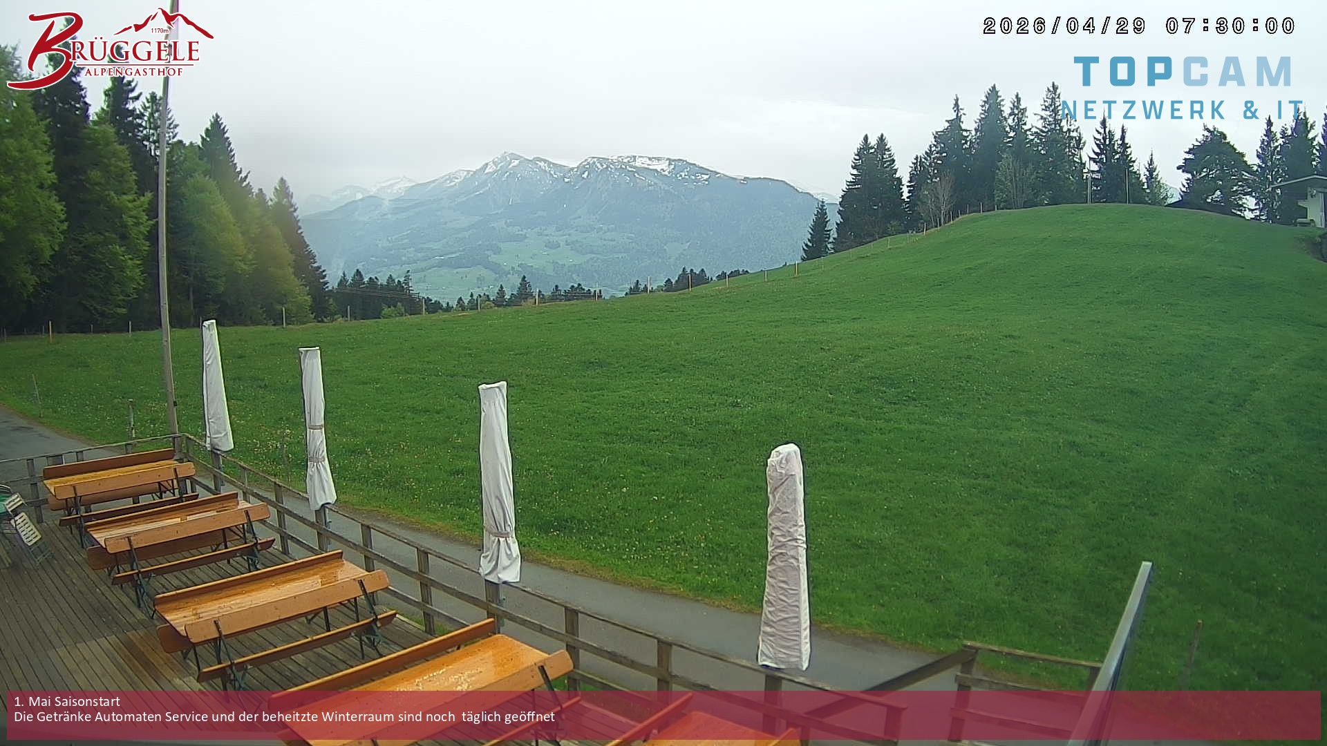 Archived image Webcam Alberschwende, mountain restaurant Brueggele