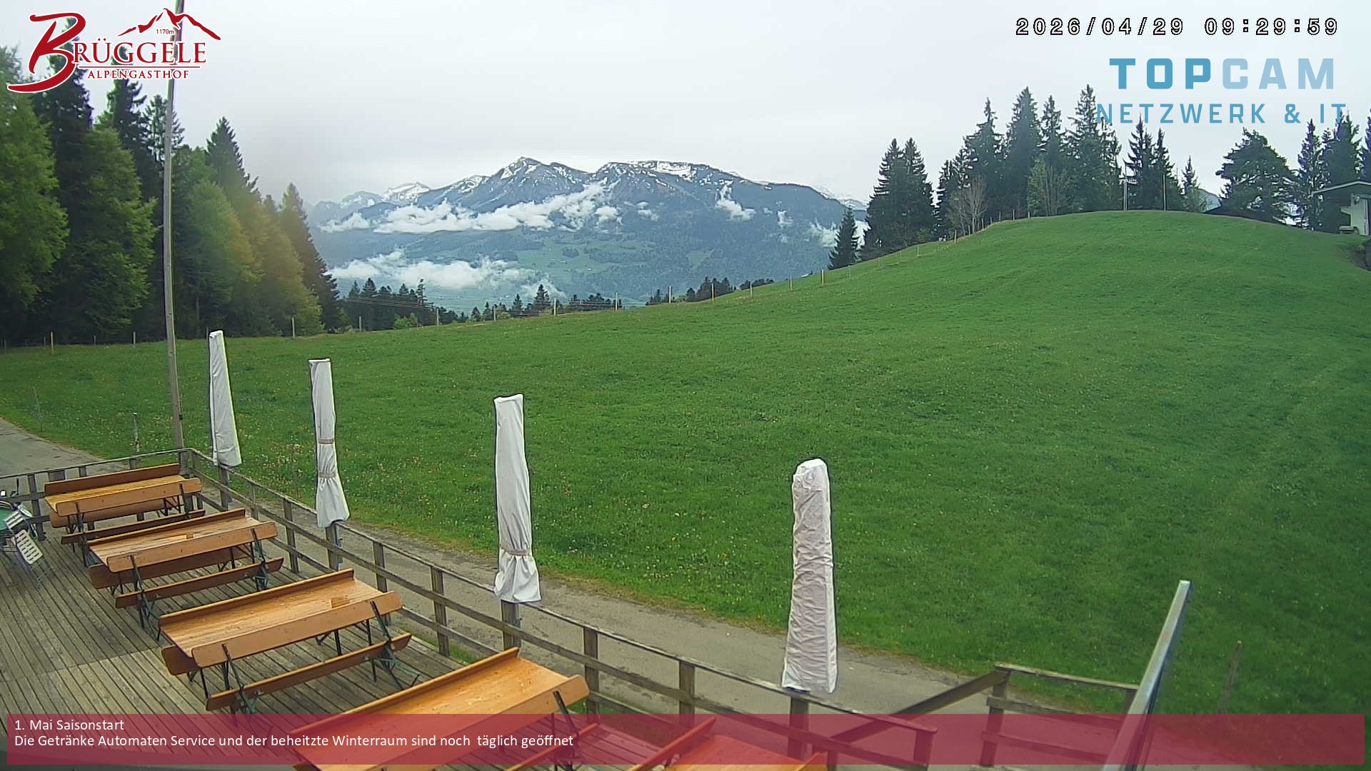 Archived image Webcam Alberschwende, mountain restaurant Brueggele