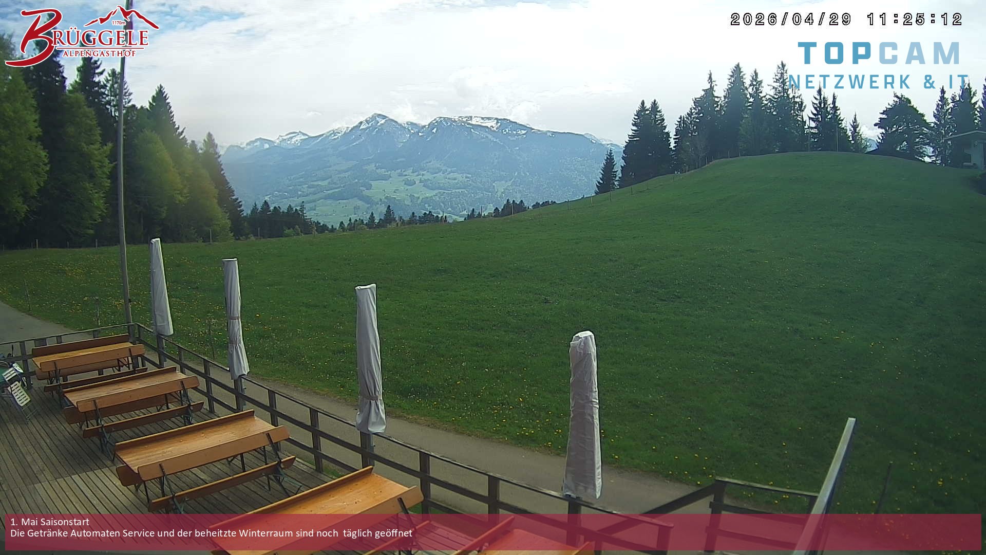 Archived image Webcam Alberschwende, mountain restaurant Brueggele