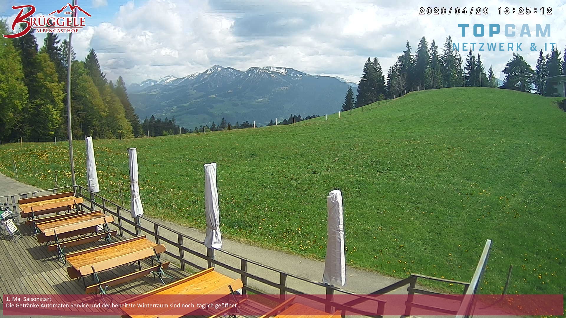 Archived image Webcam Alberschwende, mountain restaurant Brueggele