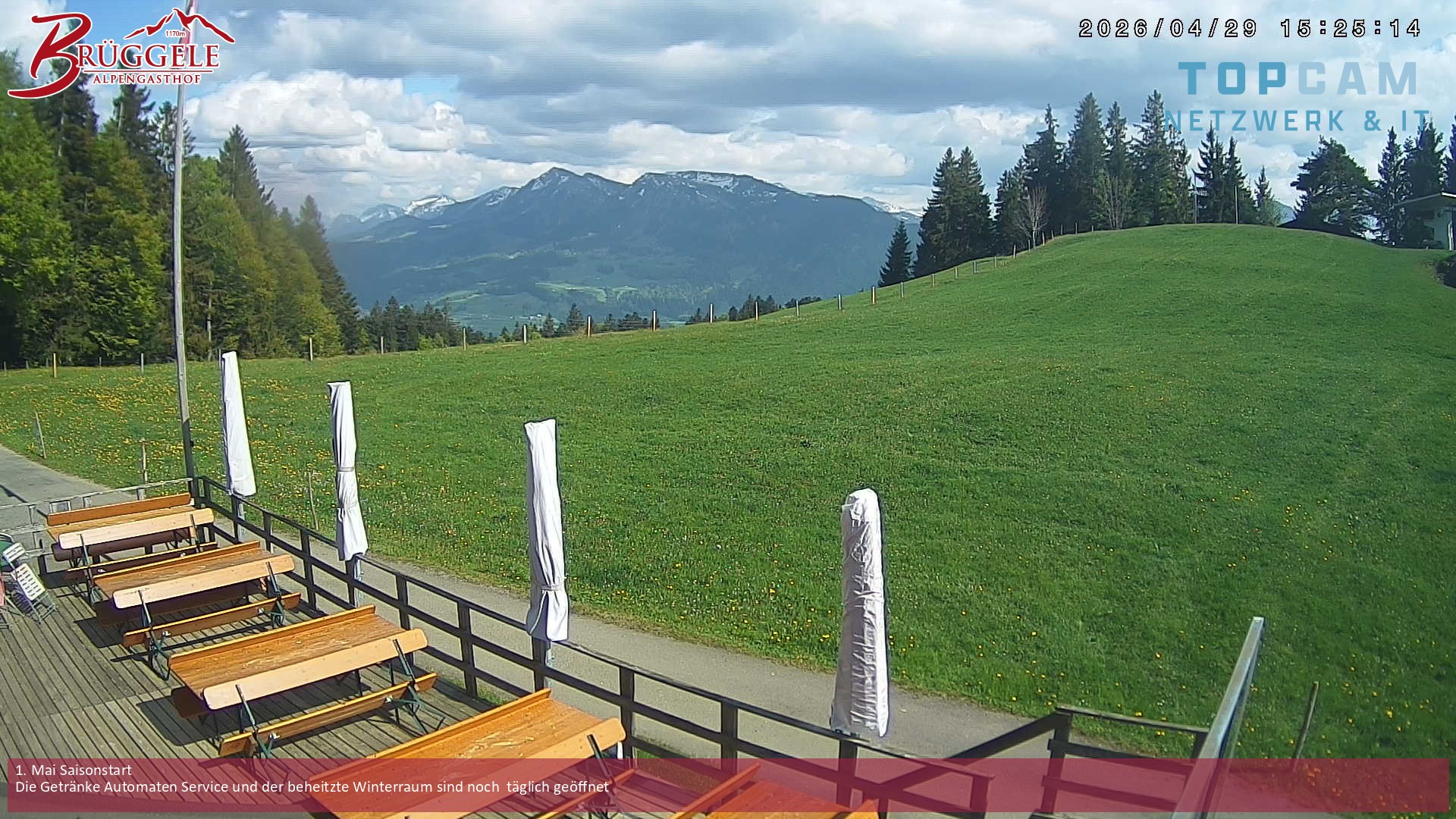 Archived image Webcam Alberschwende, mountain restaurant Brueggele