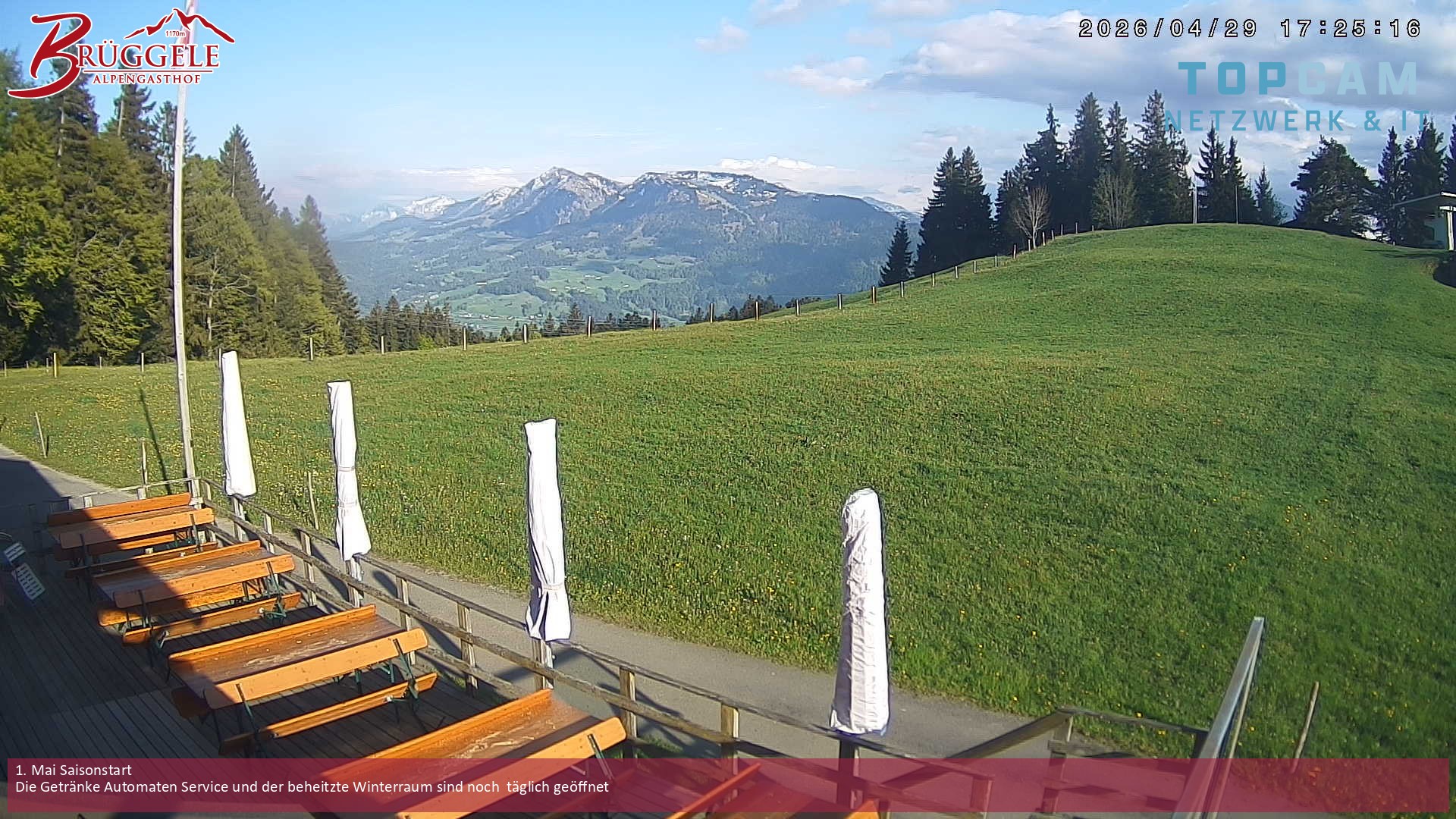 Archived image Webcam Alberschwende, mountain restaurant Brueggele