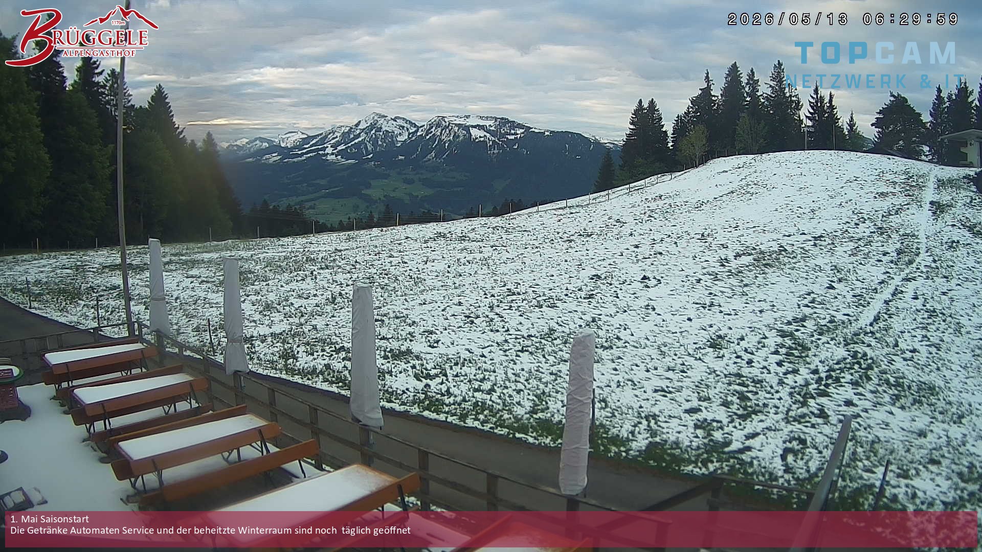 Archived image Webcam Alberschwende, mountain restaurant Brueggele