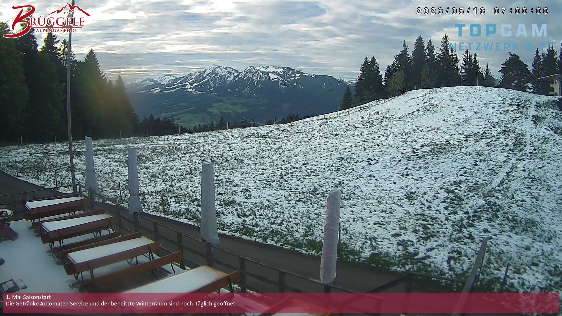 Archived image Webcam Alberschwende, mountain restaurant Brueggele