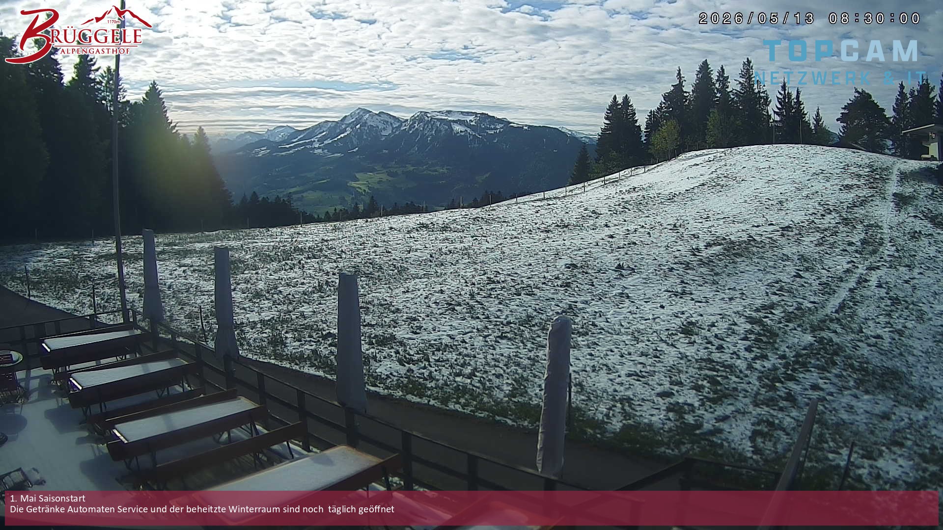 Archived image Webcam Alberschwende, mountain restaurant Brueggele