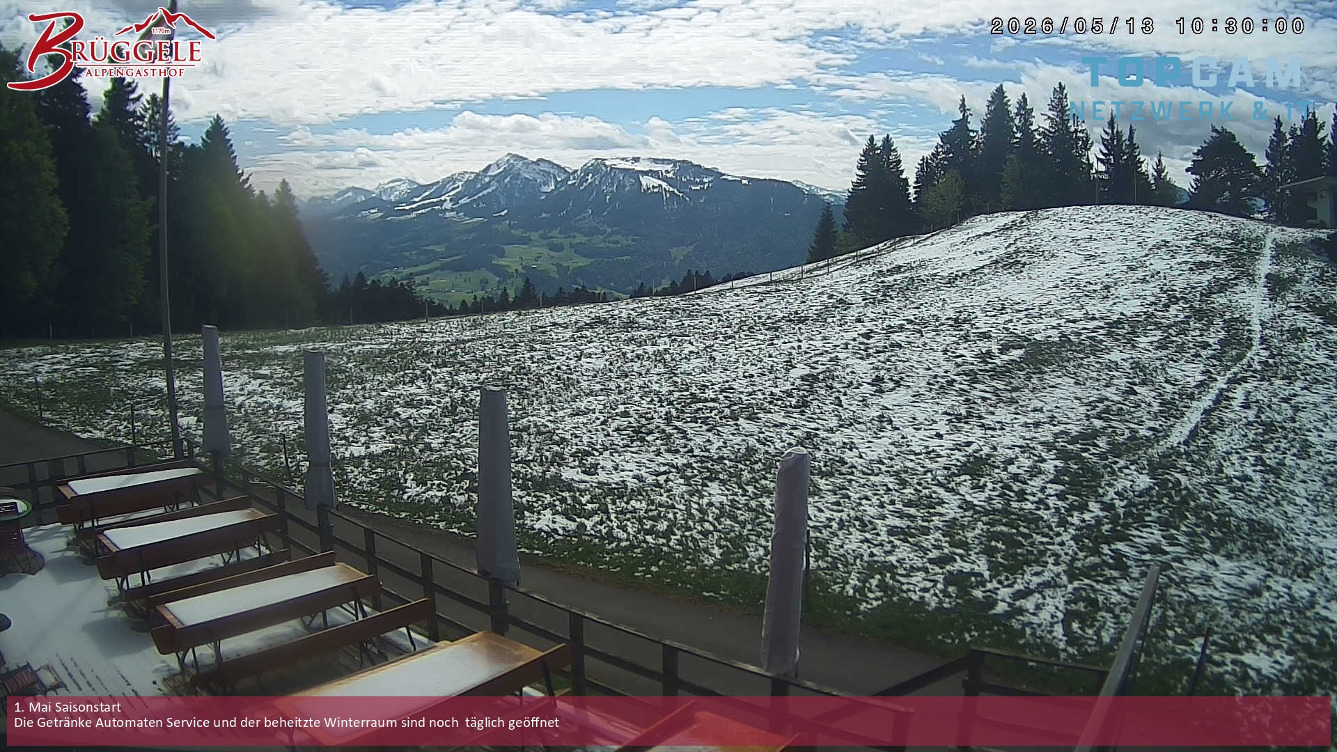 Archived image Webcam Alberschwende, mountain restaurant Brueggele