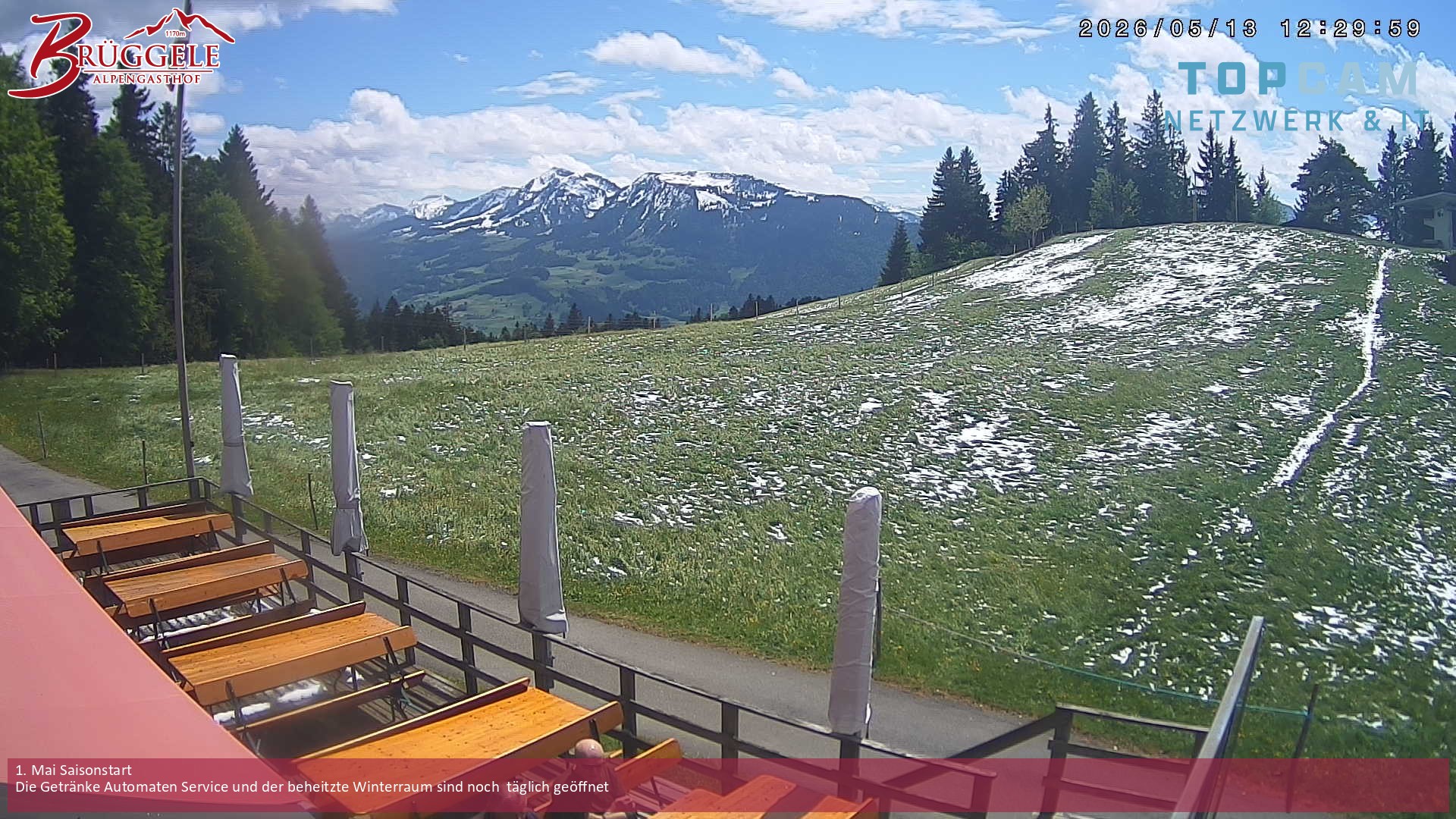 Archived image Webcam Alberschwende, mountain restaurant Brueggele