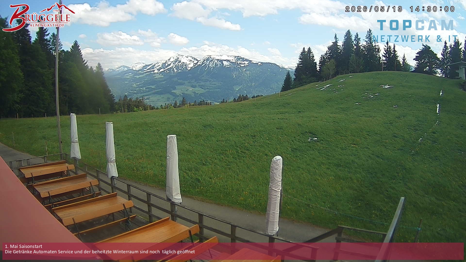 Archived image Webcam Alberschwende, mountain restaurant Brueggele