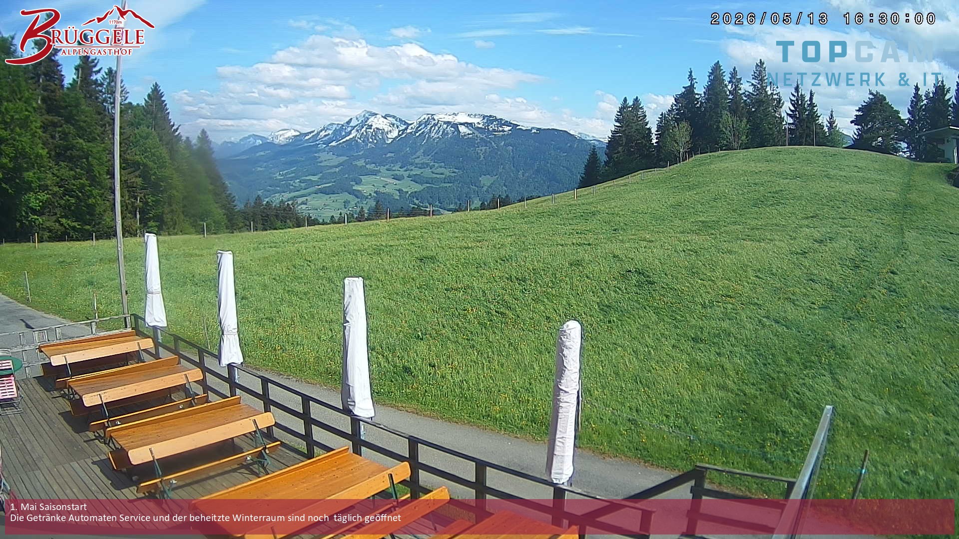 Archived image Webcam Alberschwende, mountain restaurant Brueggele