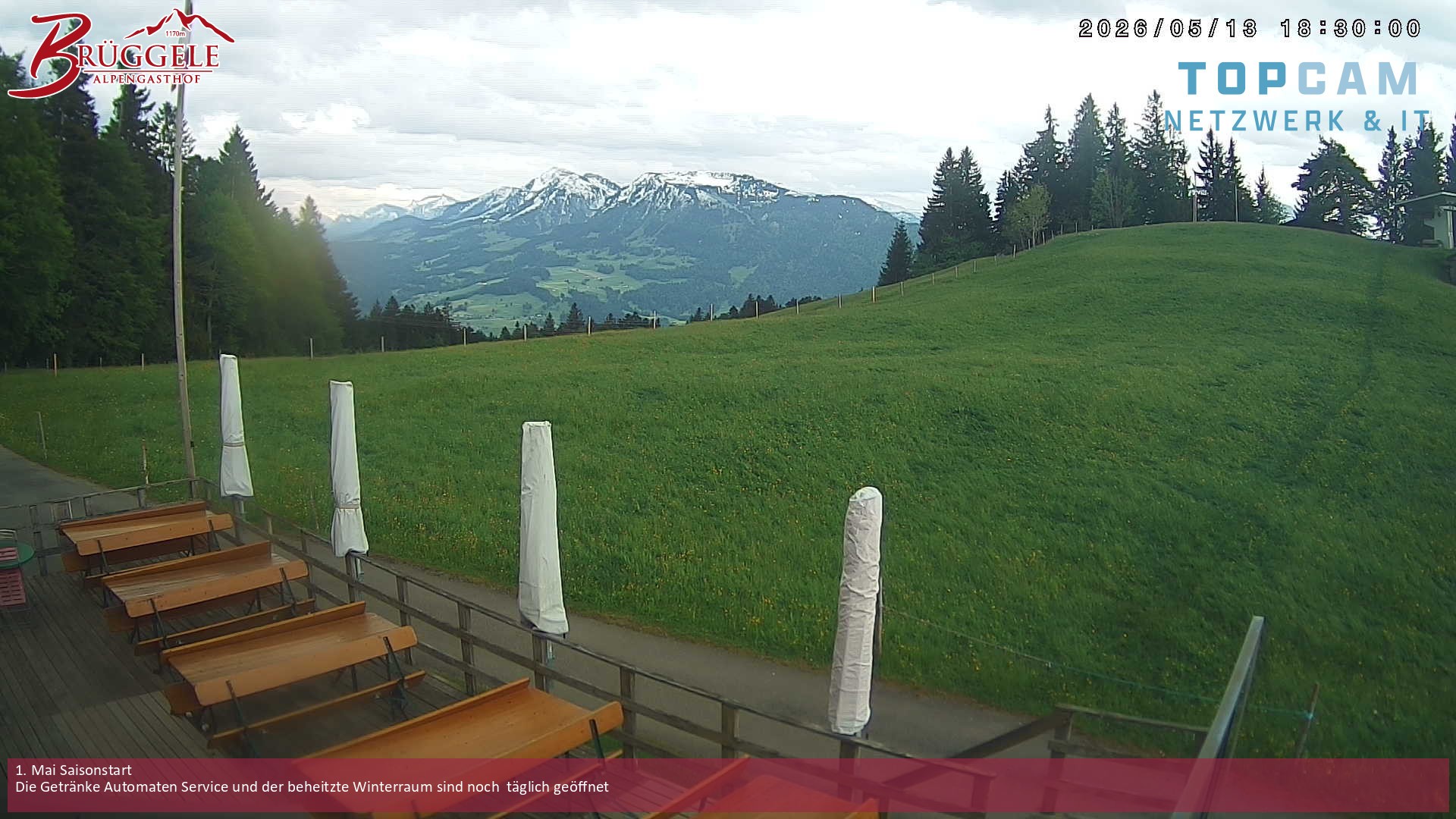 Archived image Webcam Alberschwende, mountain restaurant Brueggele