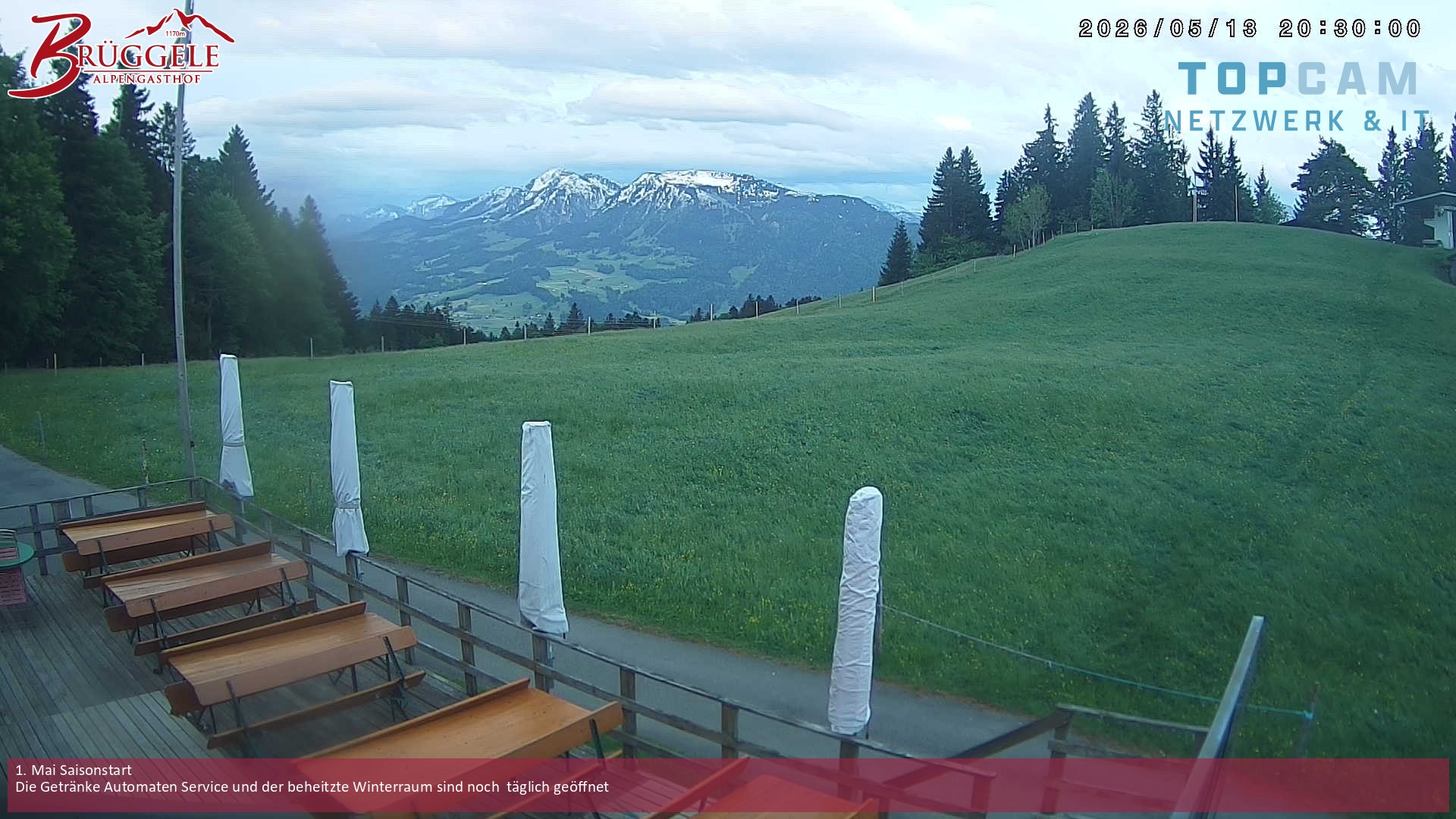 Archived image Webcam Alberschwende, mountain restaurant Brueggele