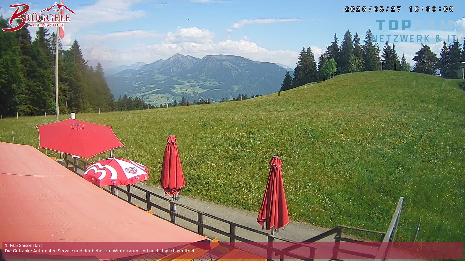 Archived image Webcam Alberschwende, mountain restaurant Brueggele