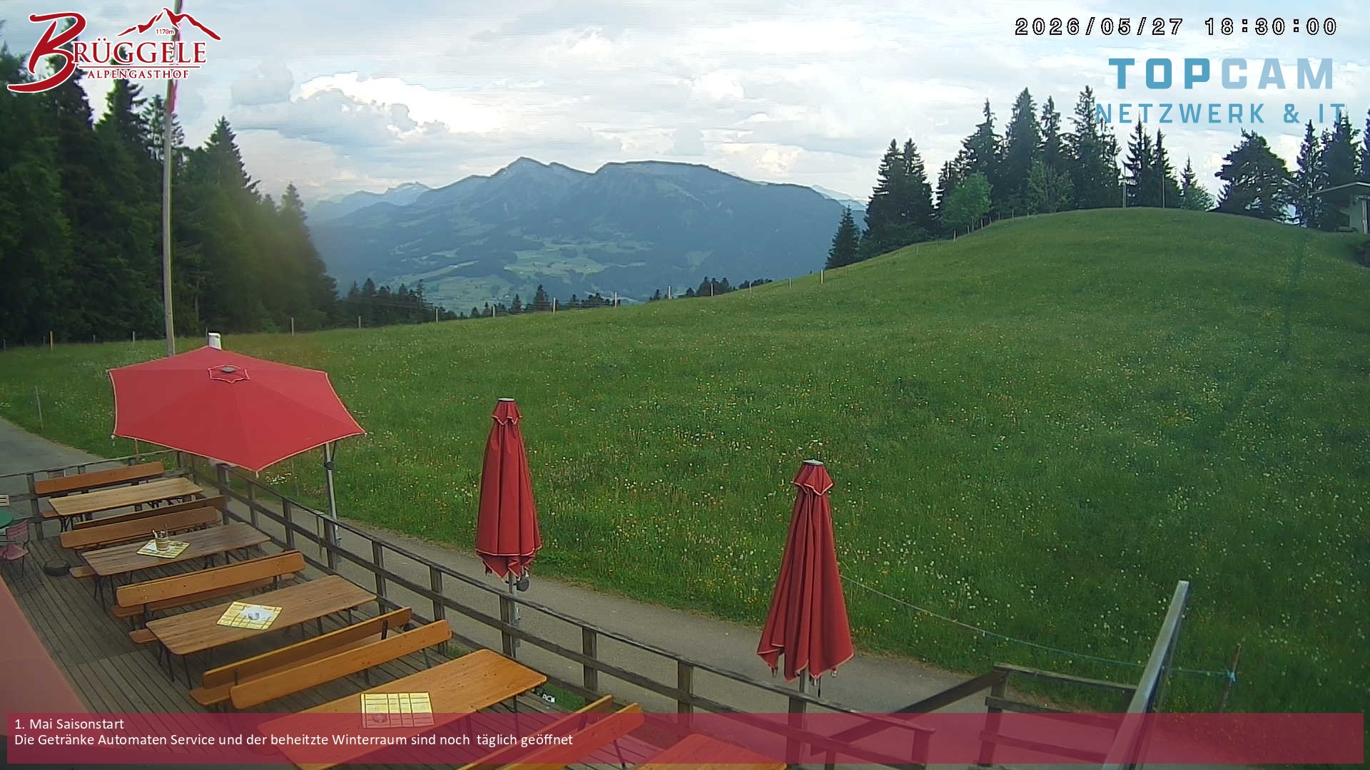 Archived image Webcam Alberschwende, mountain restaurant Brueggele
