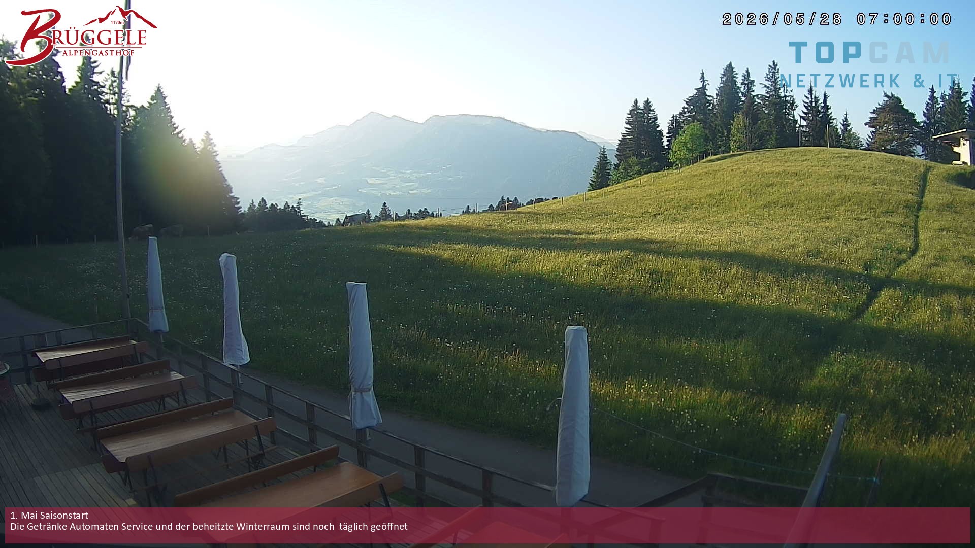 Archived image Webcam Alberschwende, mountain restaurant Brueggele