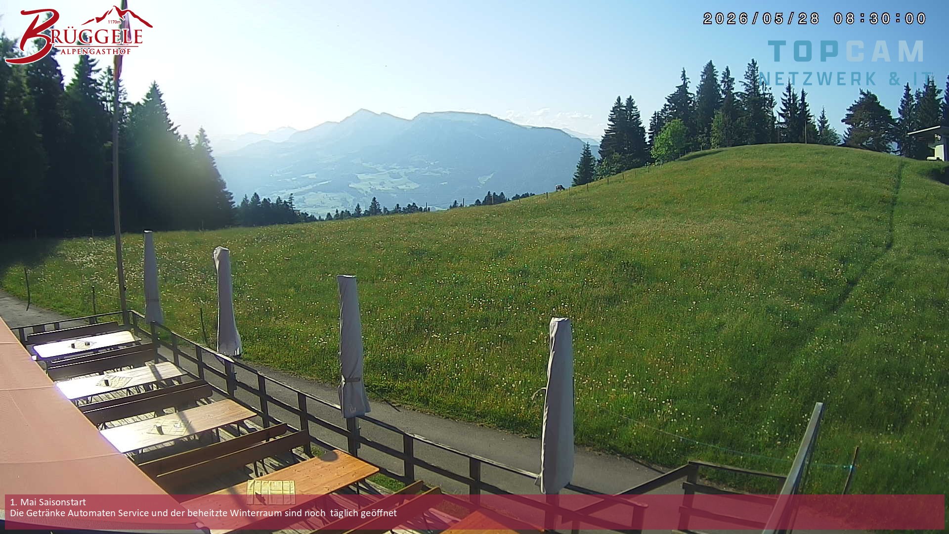 Archived image Webcam Alberschwende, mountain restaurant Brueggele