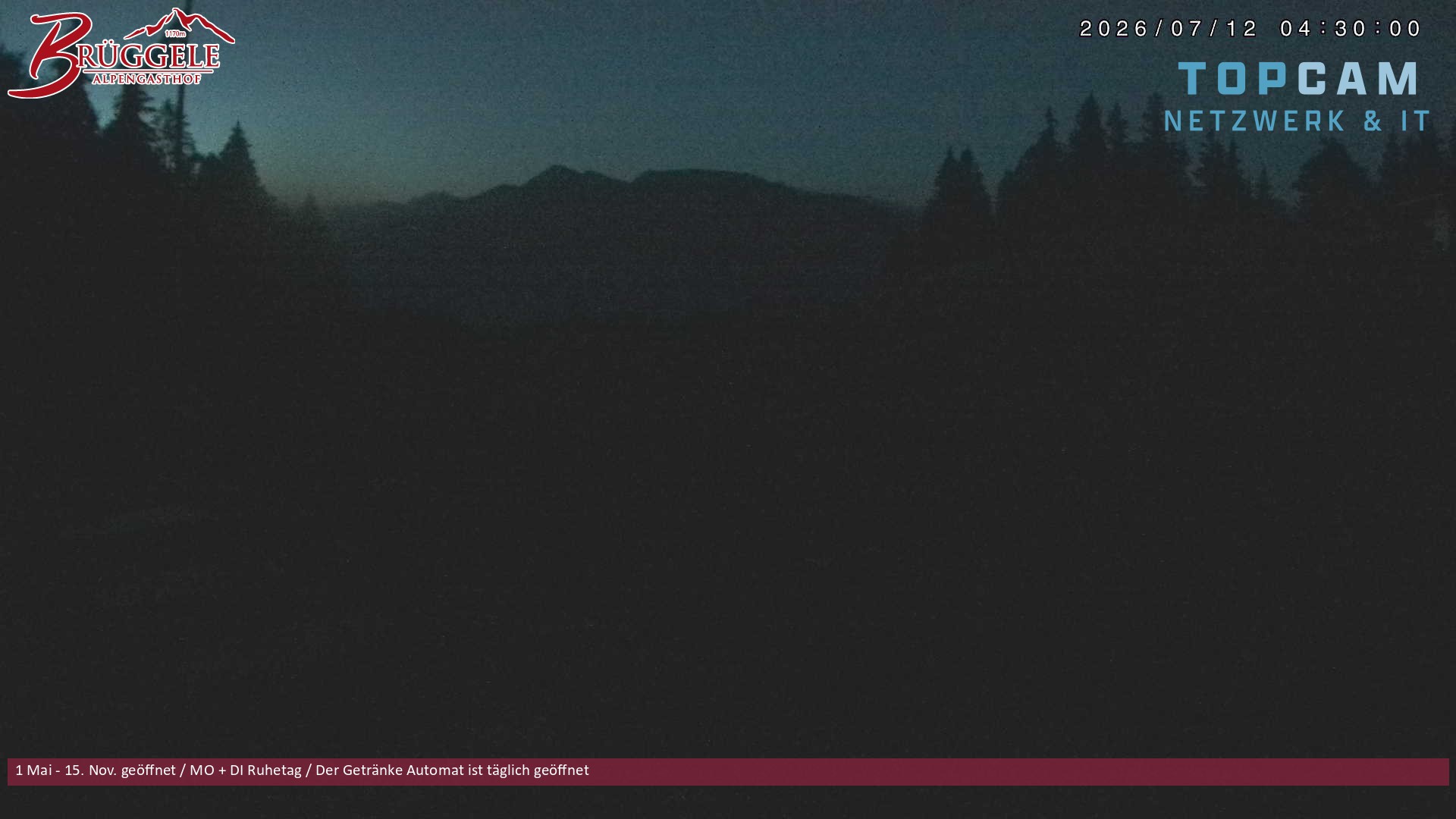 Archived image Webcam Alberschwende, mountain restaurant Brueggele