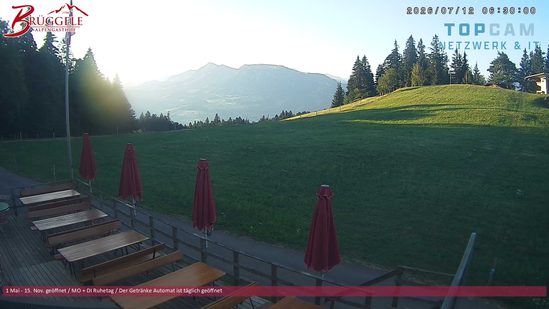 Archived image Webcam Alberschwende, mountain restaurant Brueggele