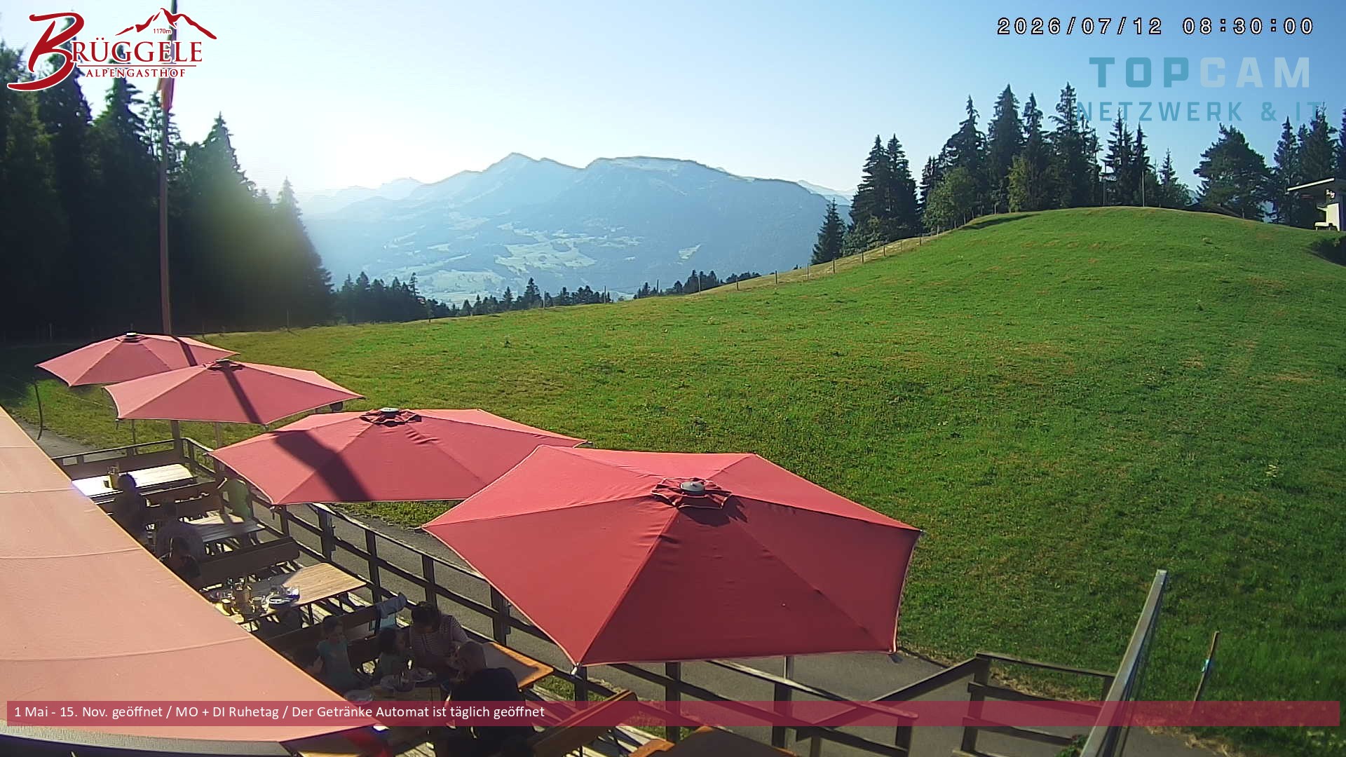 Archived image Webcam Alberschwende, mountain restaurant Brueggele