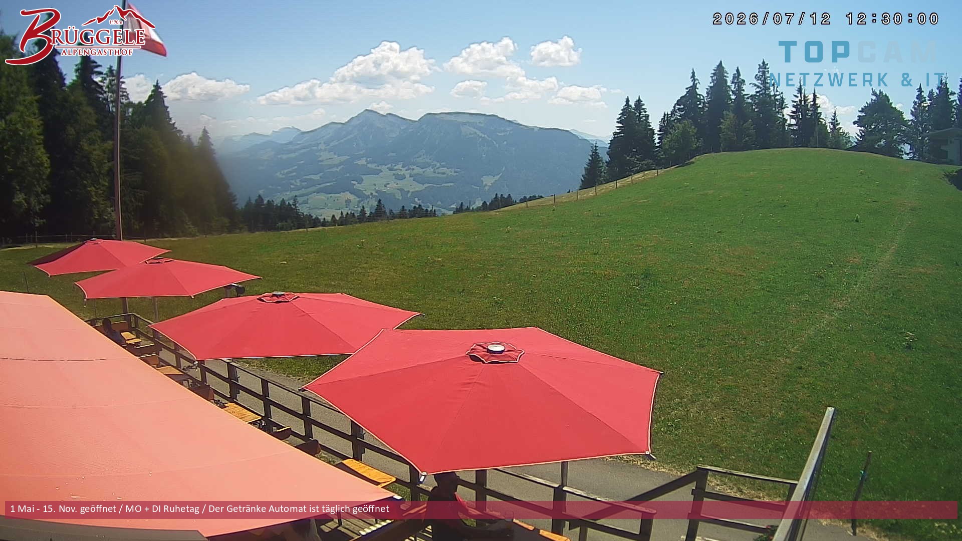 Archived image Webcam Alberschwende, mountain restaurant Brueggele