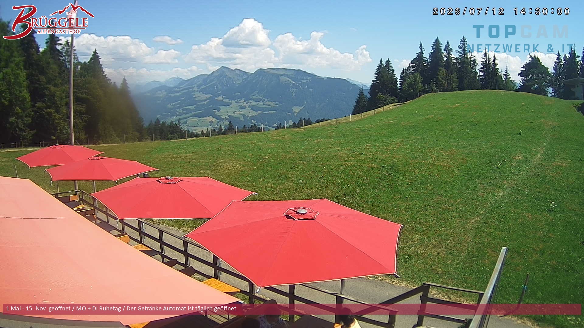 Archived image Webcam Alberschwende, mountain restaurant Brueggele