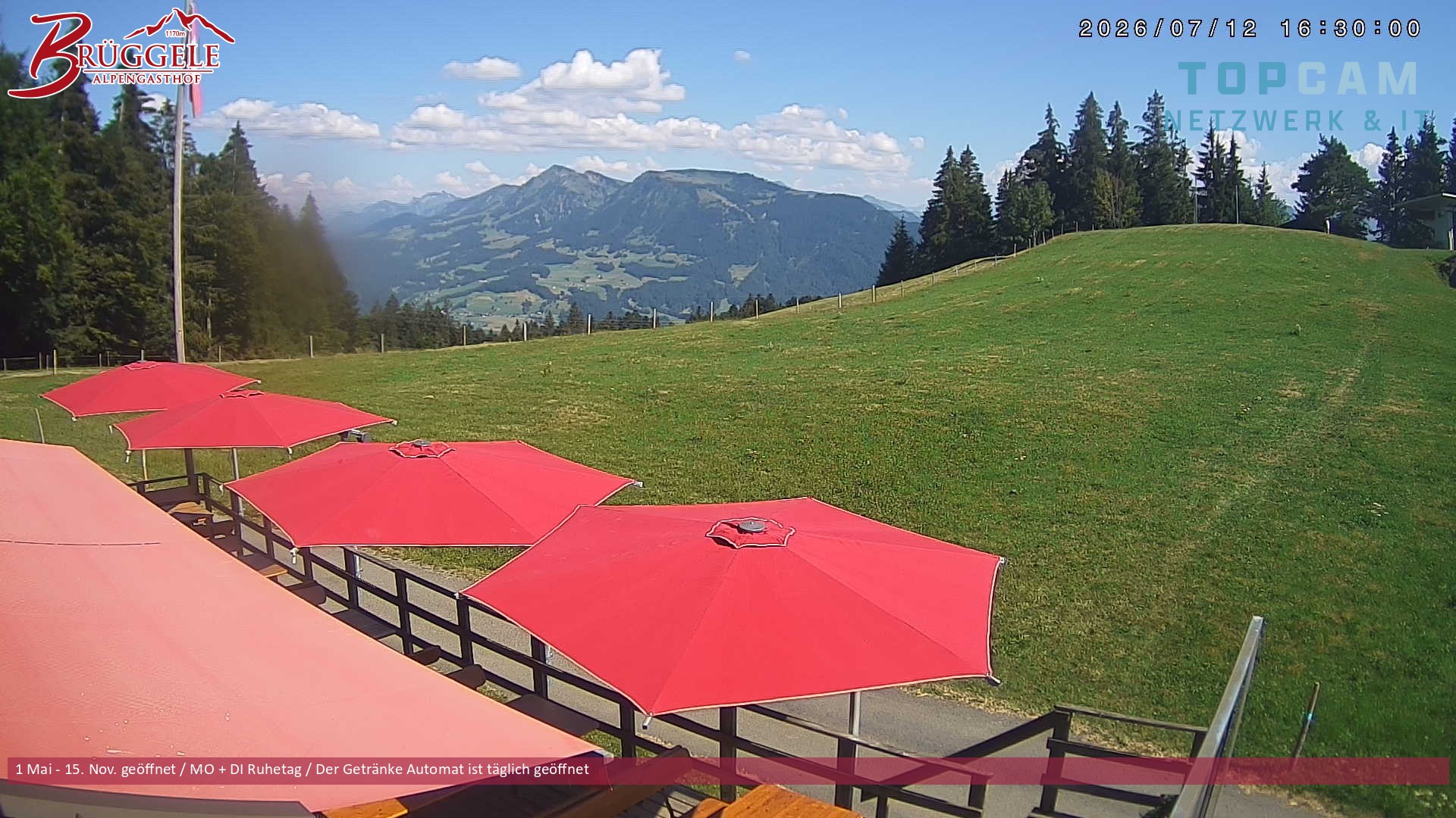 Archived image Webcam Alberschwende, mountain restaurant Brueggele
