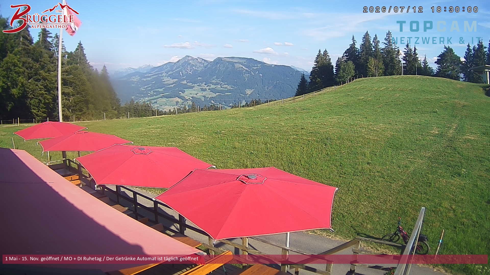 Archived image Webcam Alberschwende, mountain restaurant Brueggele