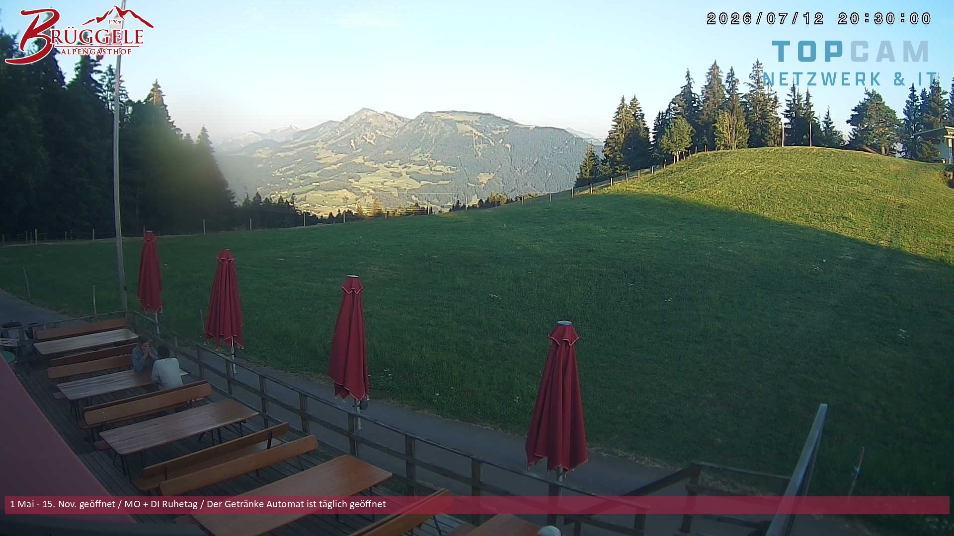 Archived image Webcam Alberschwende, mountain restaurant Brueggele