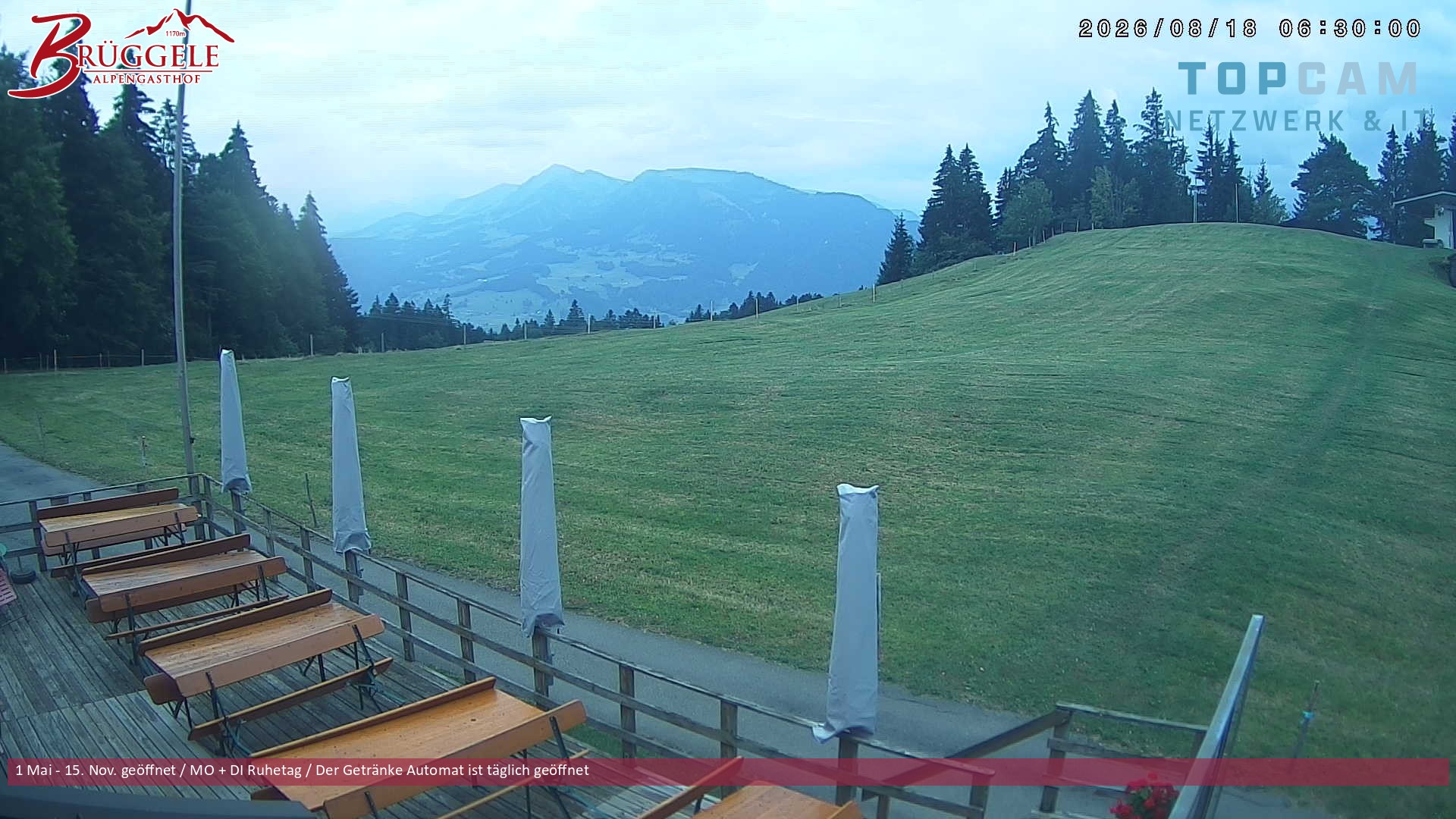 Archived image Webcam Alberschwende, mountain restaurant Brueggele