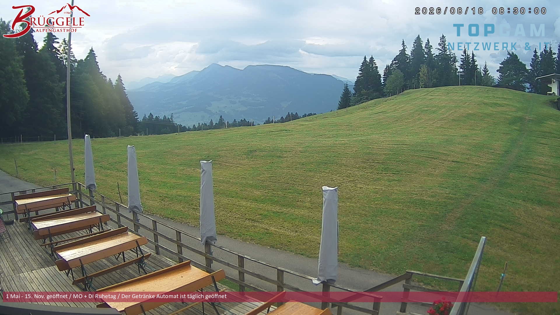 Archived image Webcam Alberschwende, mountain restaurant Brueggele
