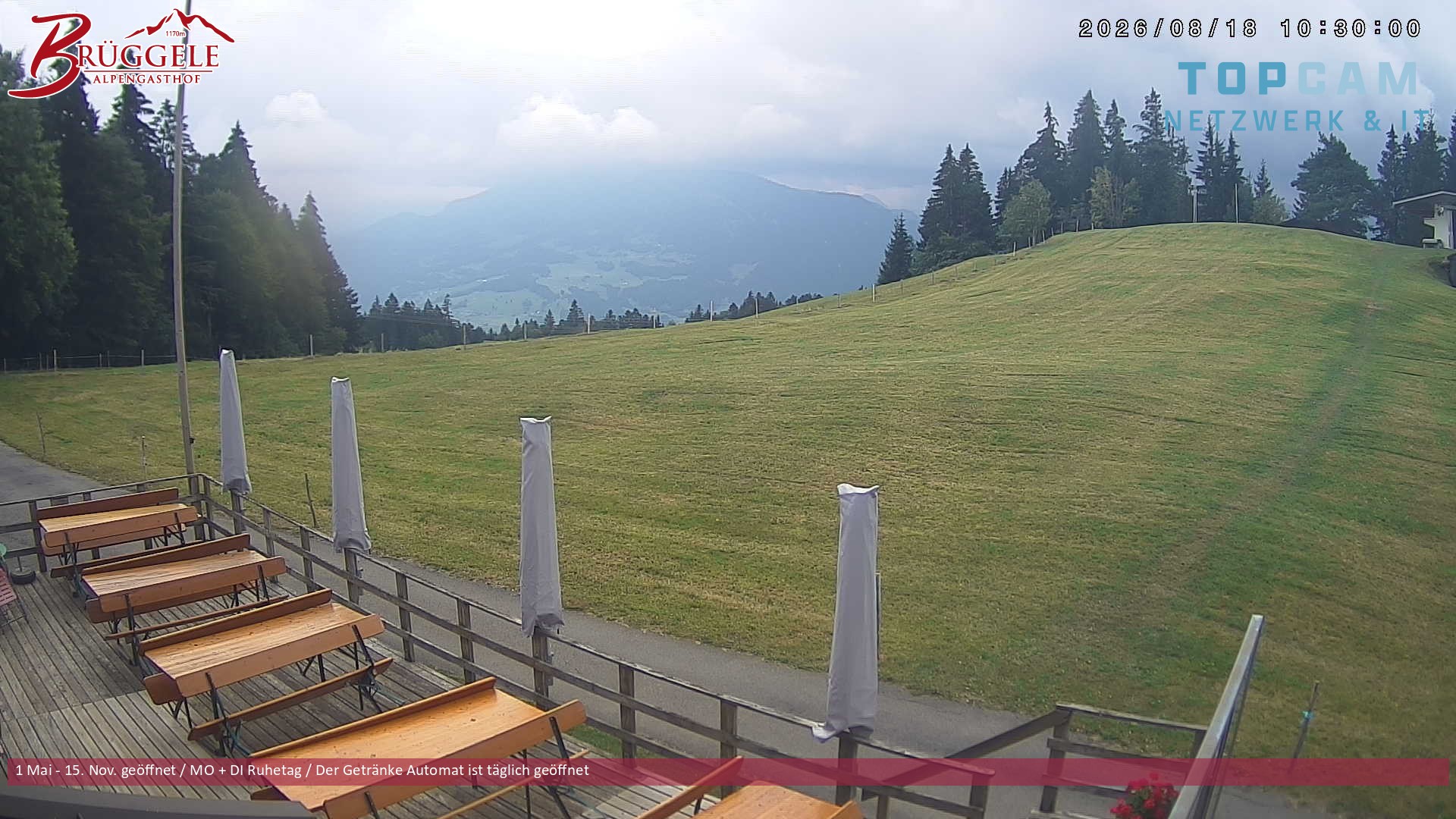 Archived image Webcam Alberschwende, mountain restaurant Brueggele