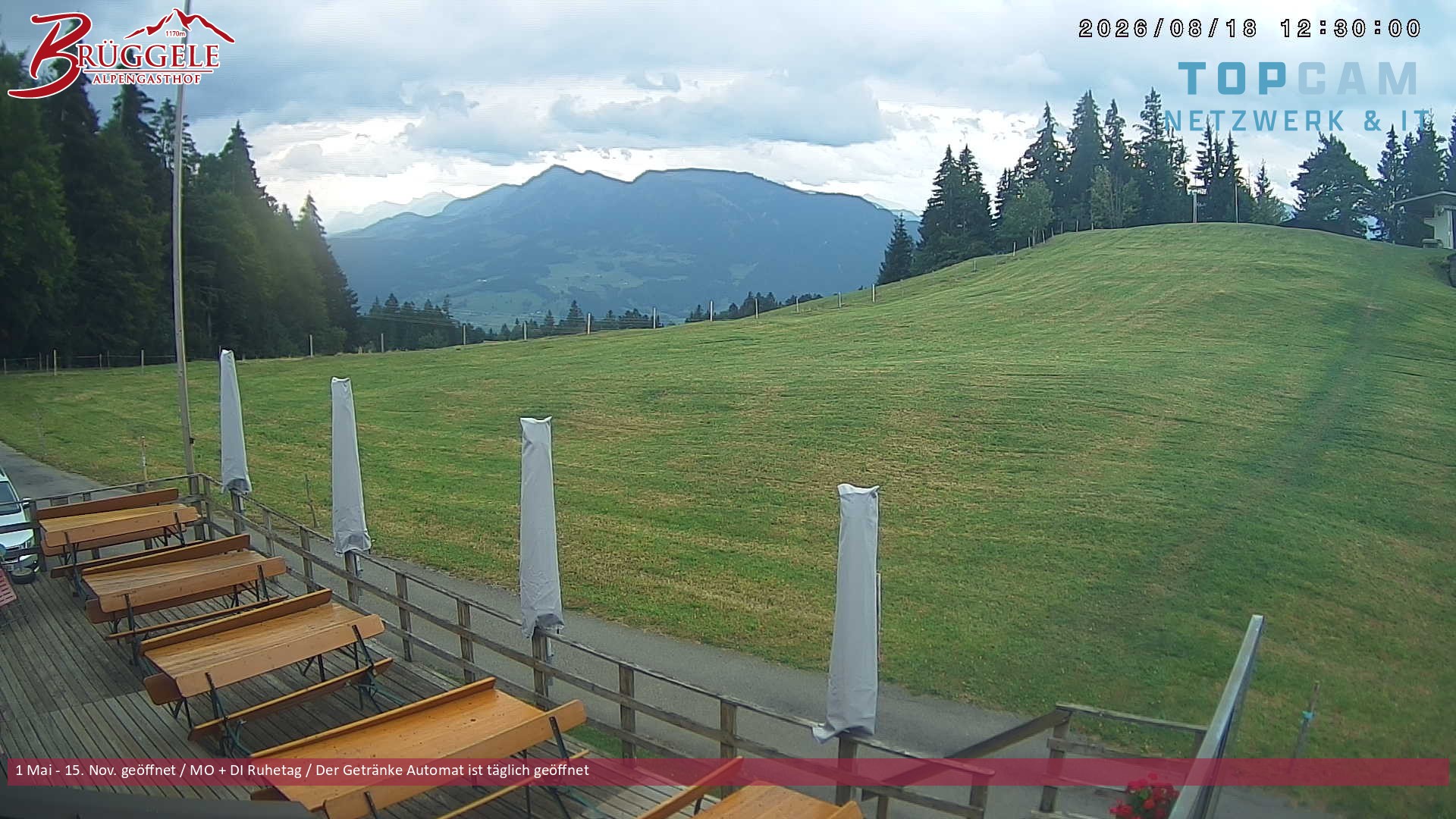 Archived image Webcam Alberschwende, mountain restaurant Brueggele