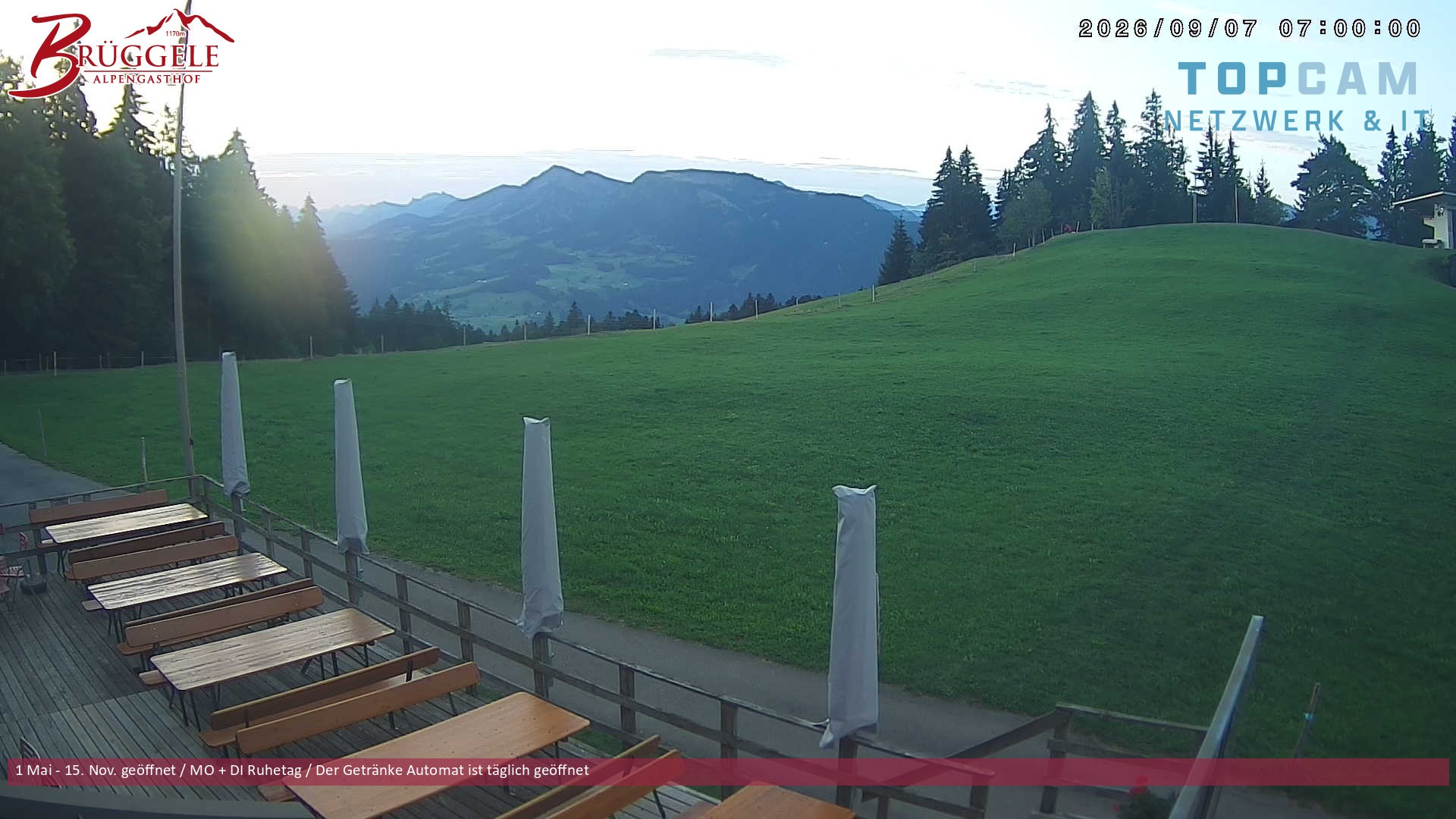 Archived image Webcam Alberschwende, mountain restaurant Brueggele