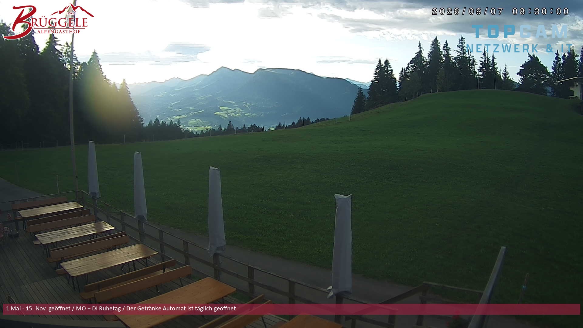 Archived image Webcam Alberschwende, mountain restaurant Brueggele