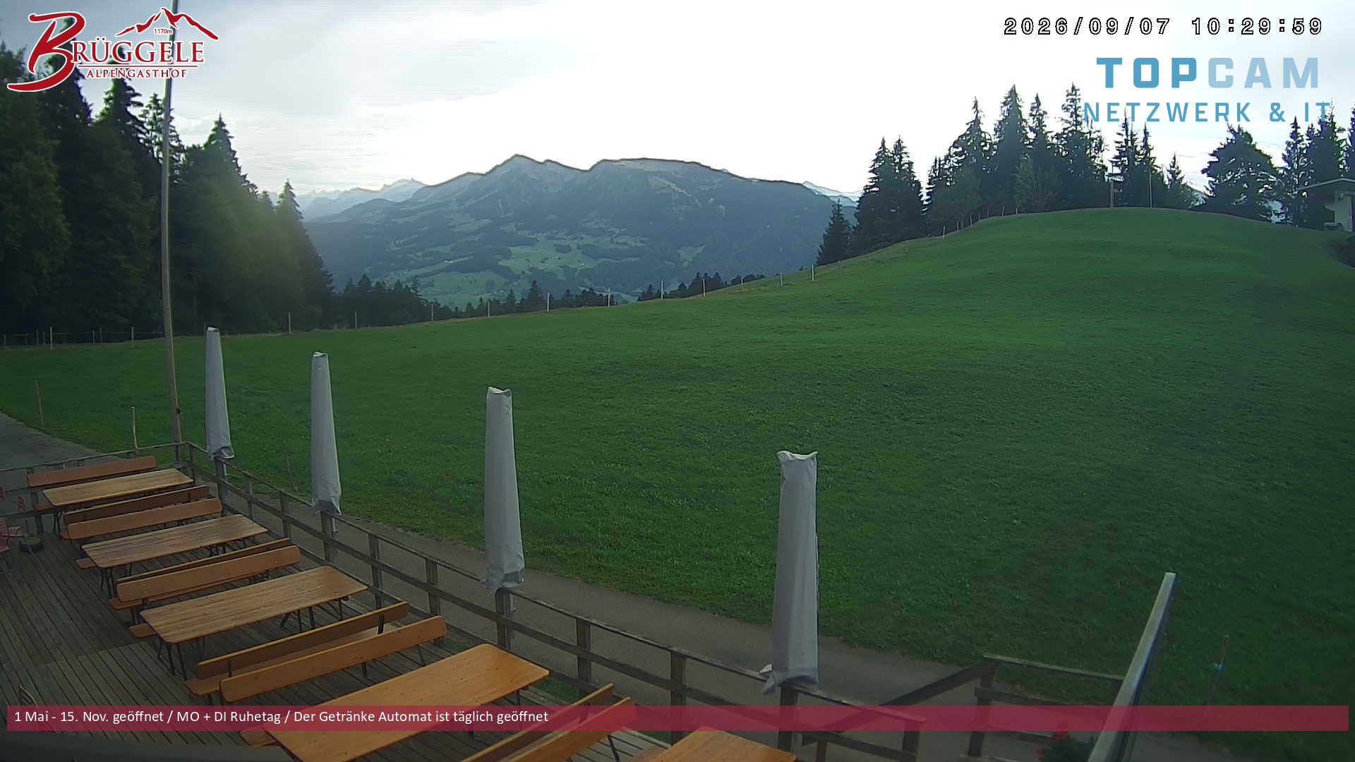 Archived image Webcam Alberschwende, mountain restaurant Brueggele