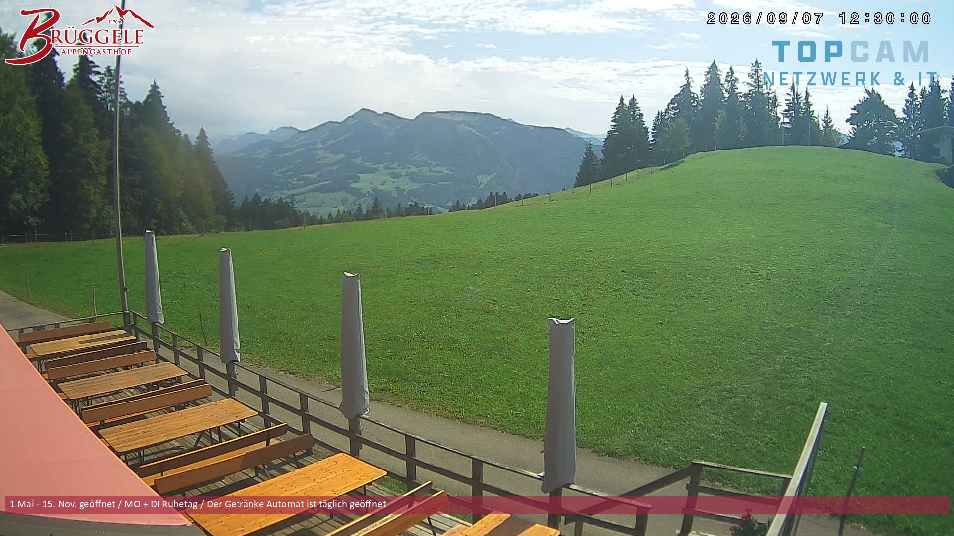 Archived image Webcam Alberschwende, mountain restaurant Brueggele