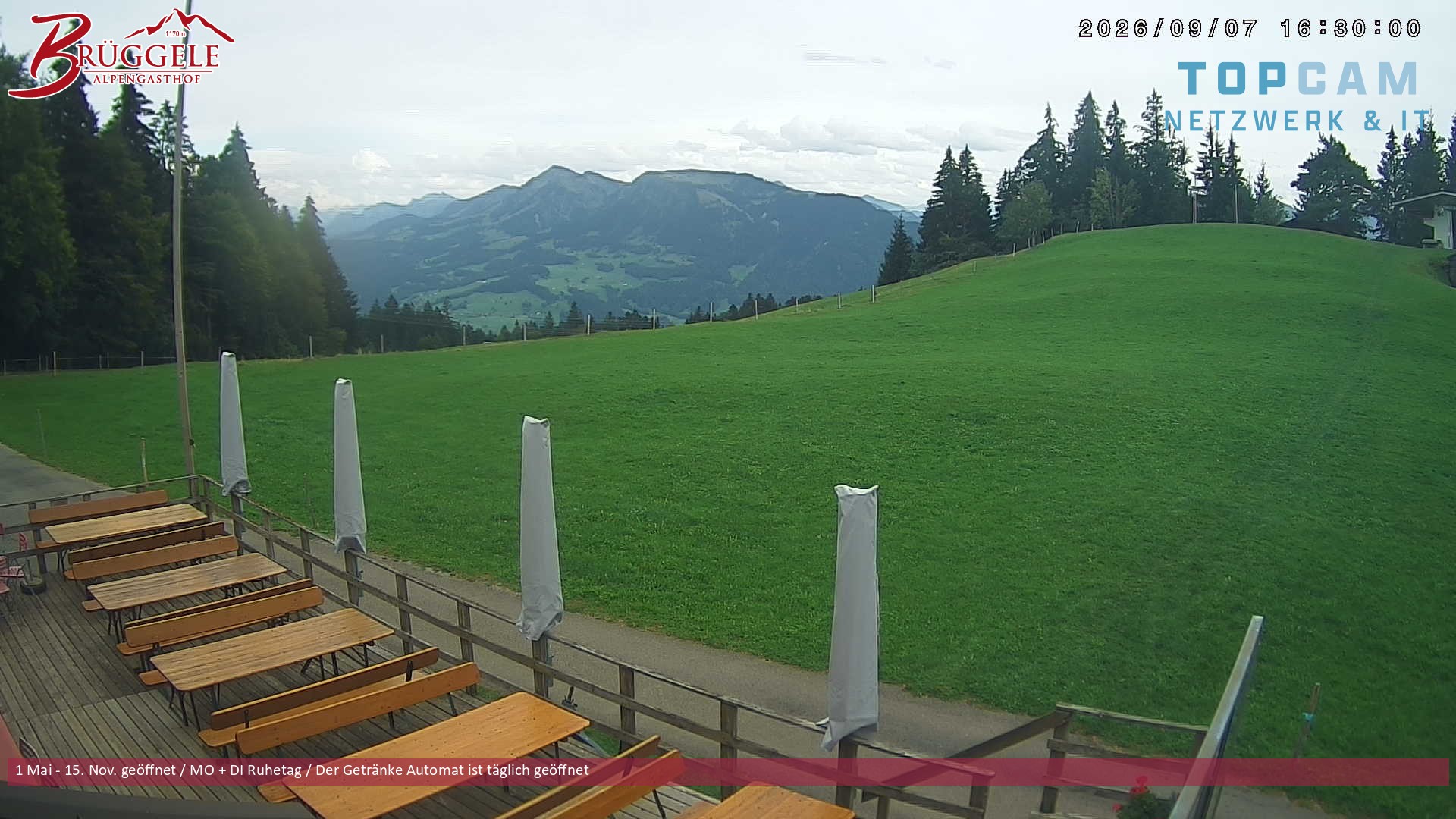 Archived image Webcam Alberschwende, mountain restaurant Brueggele