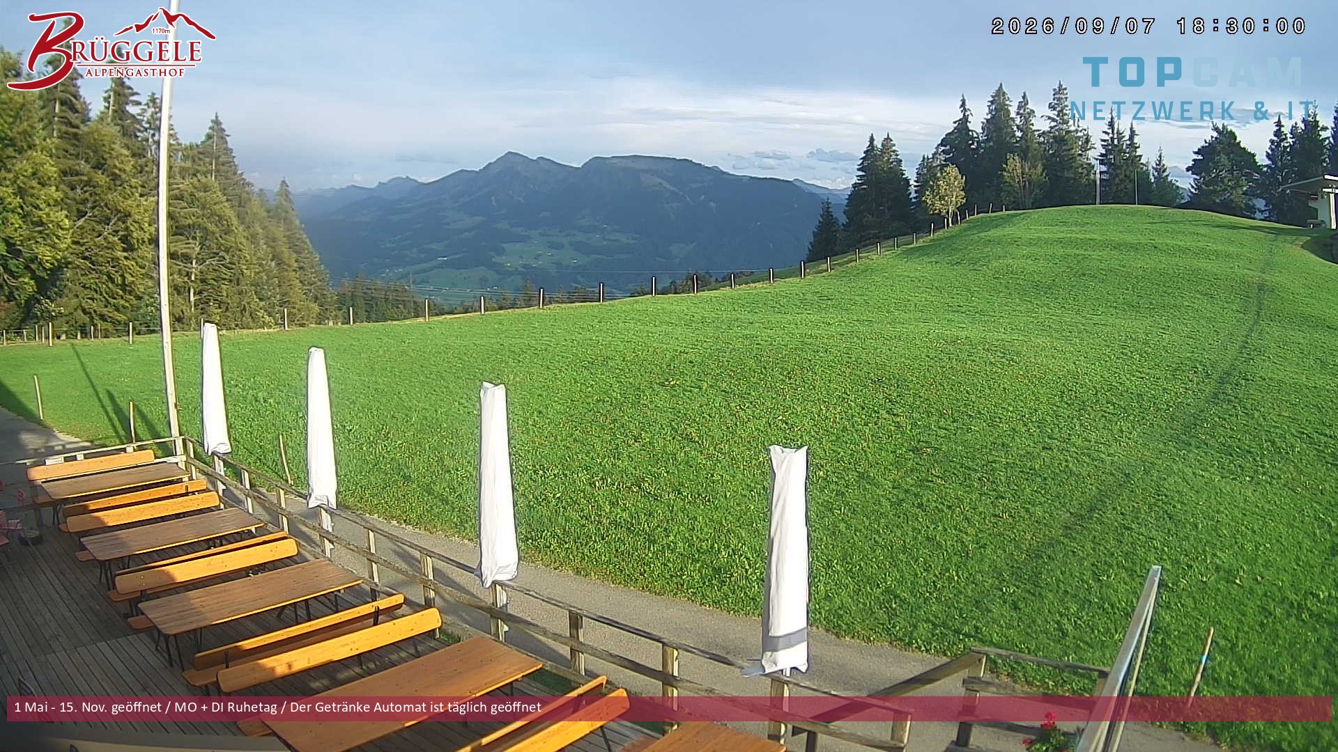 Archived image Webcam Alberschwende, mountain restaurant Brueggele