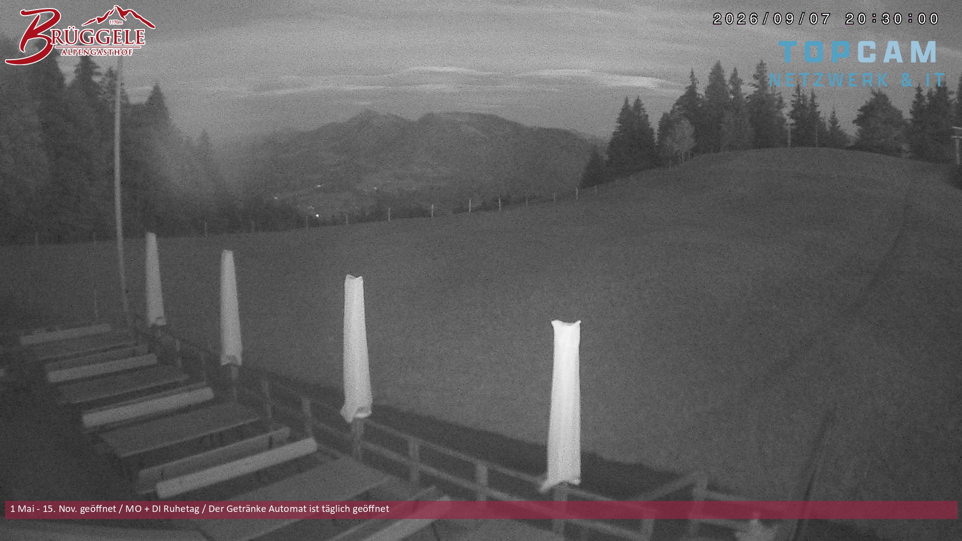Archived image Webcam Alberschwende, mountain restaurant Brueggele