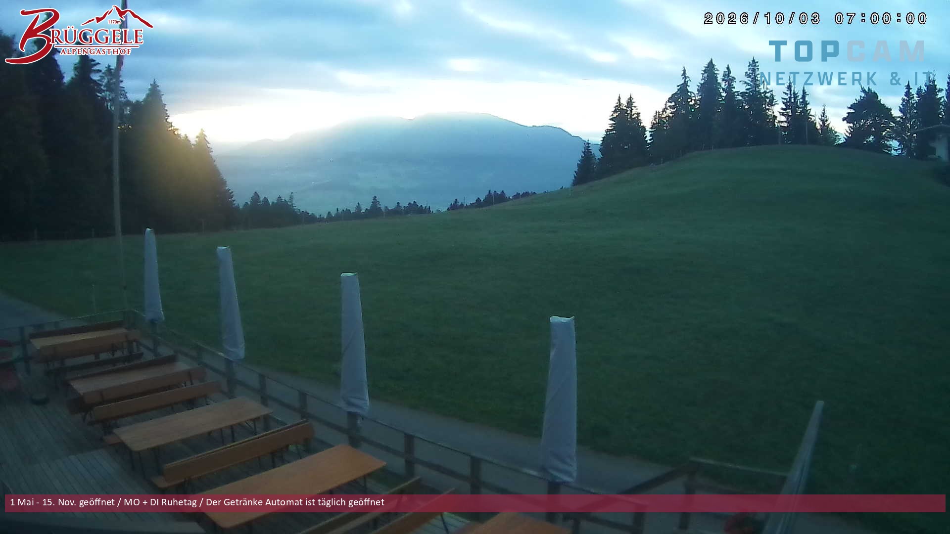 Archived image Webcam Alberschwende, mountain restaurant Brueggele