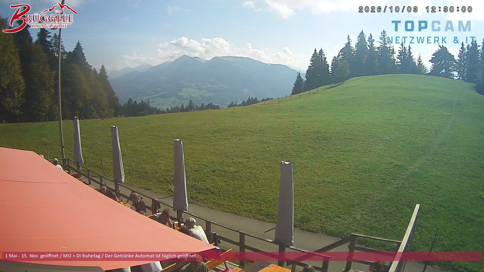 Archived image Webcam Alberschwende, mountain restaurant Brueggele