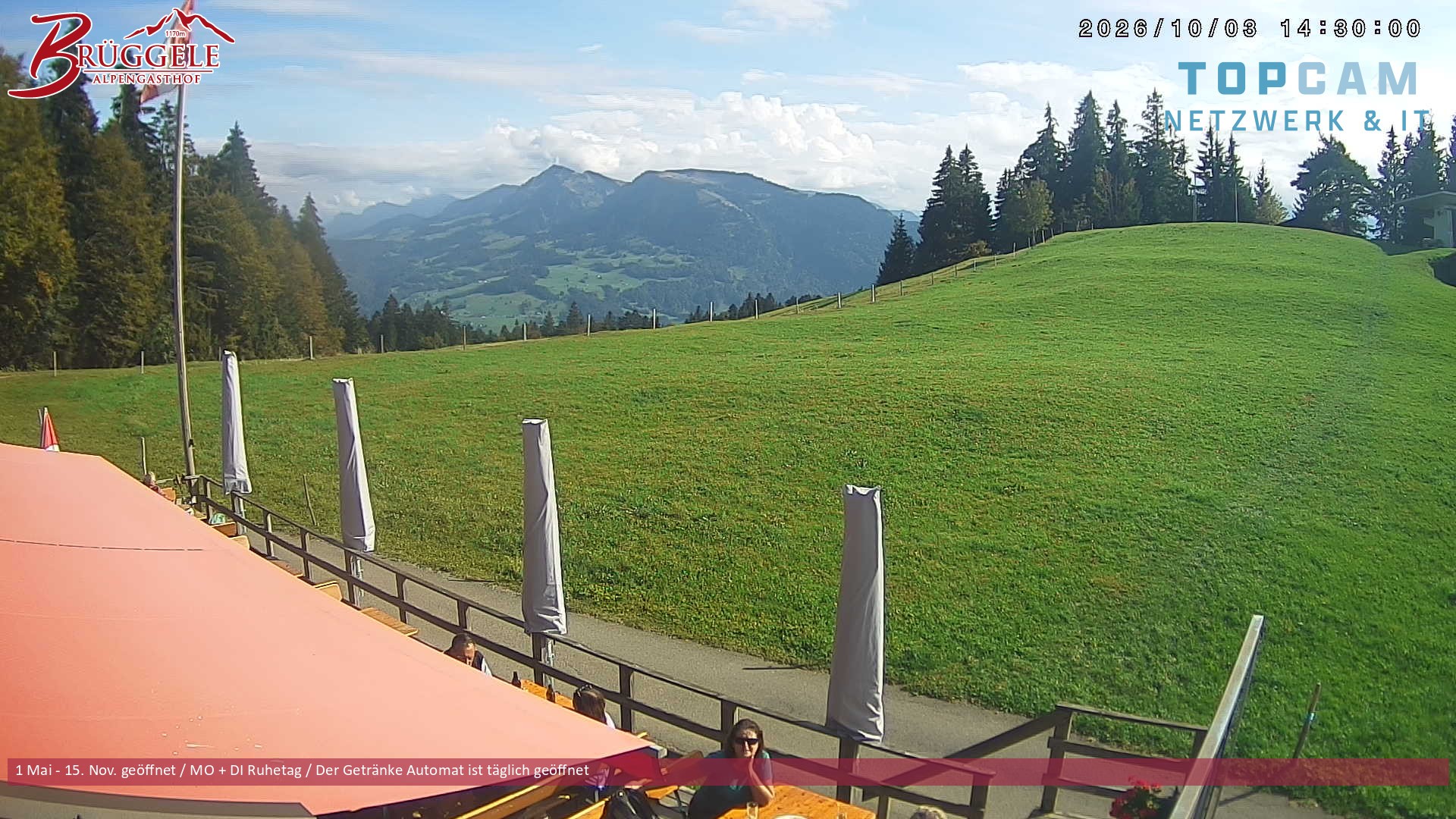 Archived image Webcam Alberschwende, mountain restaurant Brueggele