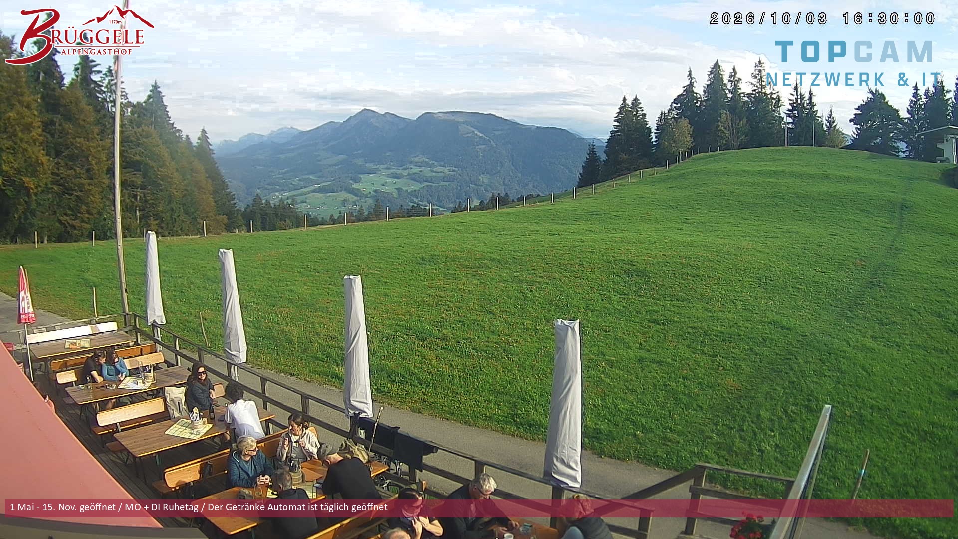 Archived image Webcam Alberschwende, mountain restaurant Brueggele