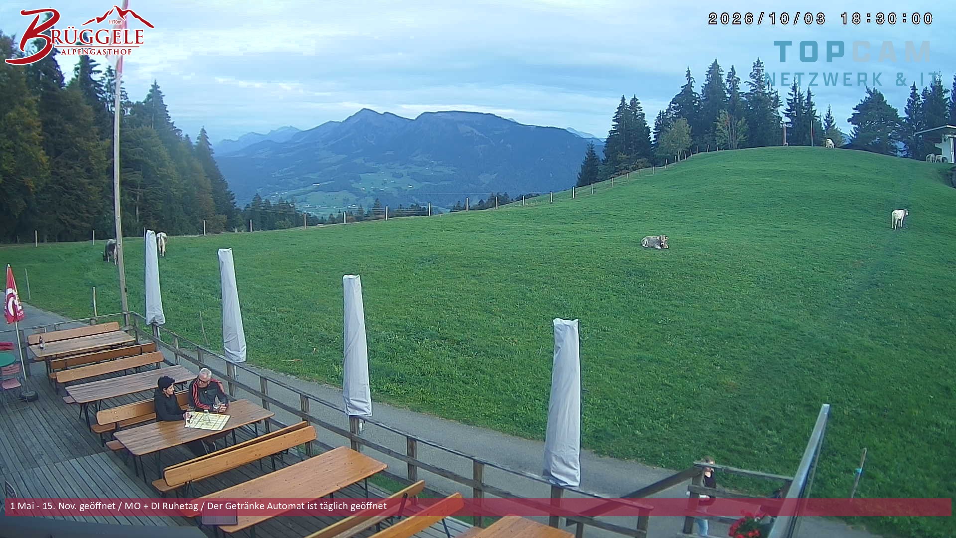 Archived image Webcam Alberschwende, mountain restaurant Brueggele