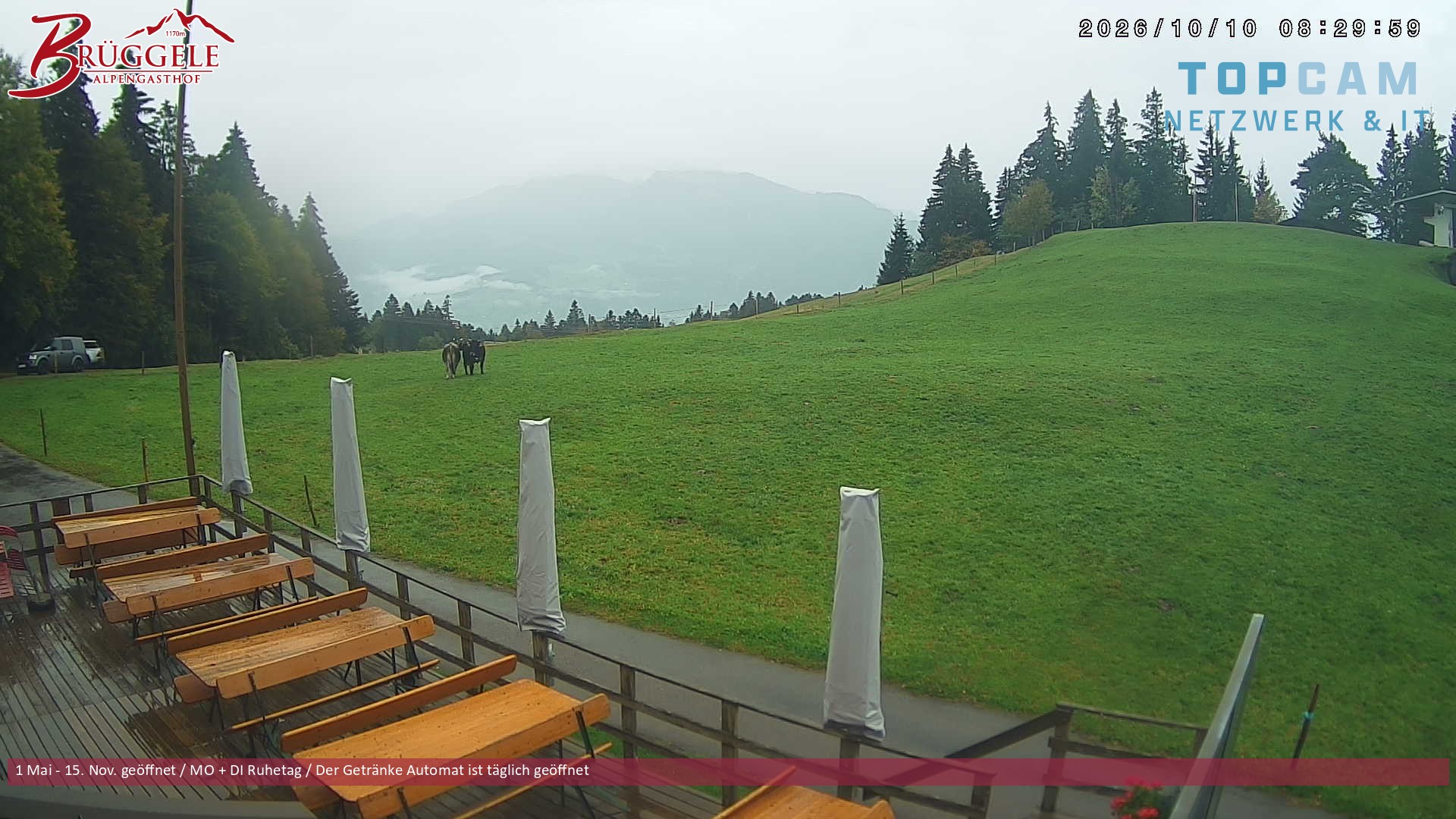 Archived image Webcam Alberschwende, mountain restaurant Brueggele