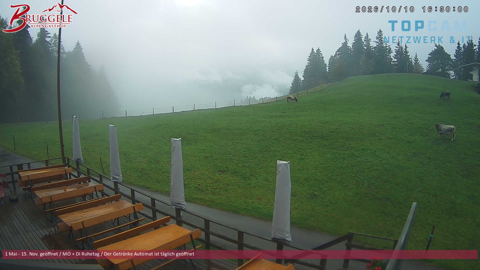Archived image Webcam Alberschwende, mountain restaurant Brueggele