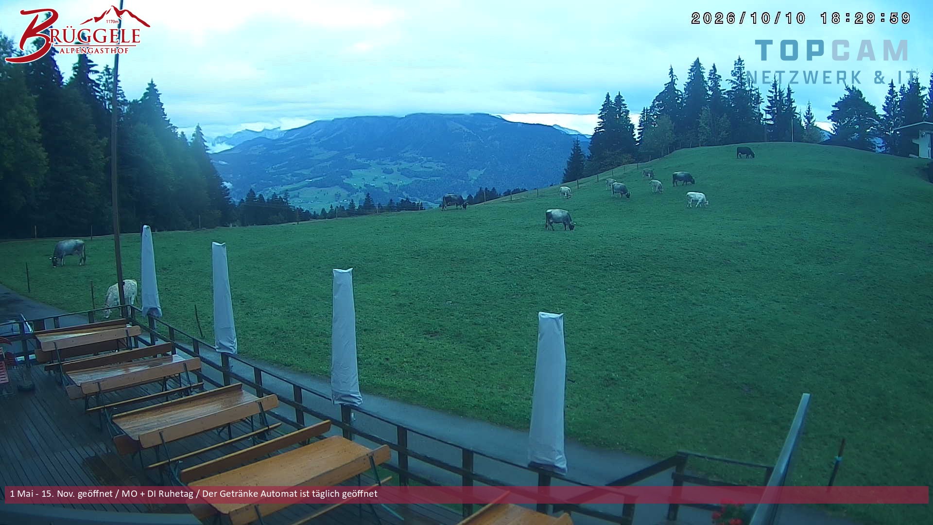 Archived image Webcam Alberschwende, mountain restaurant Brueggele